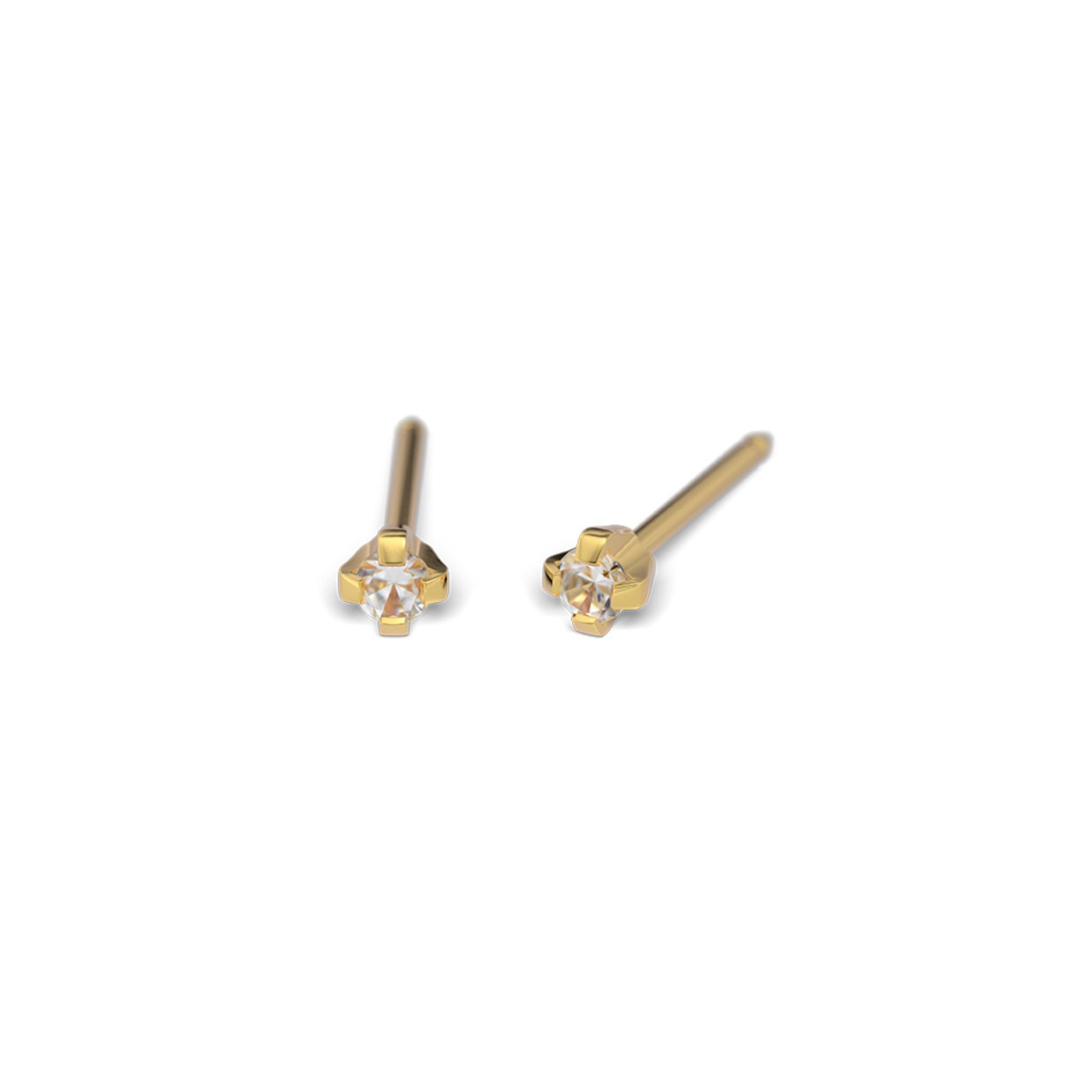 STUDEX 108 - Prong Setting 2mm, Cubic Zirconia, Gold Plated