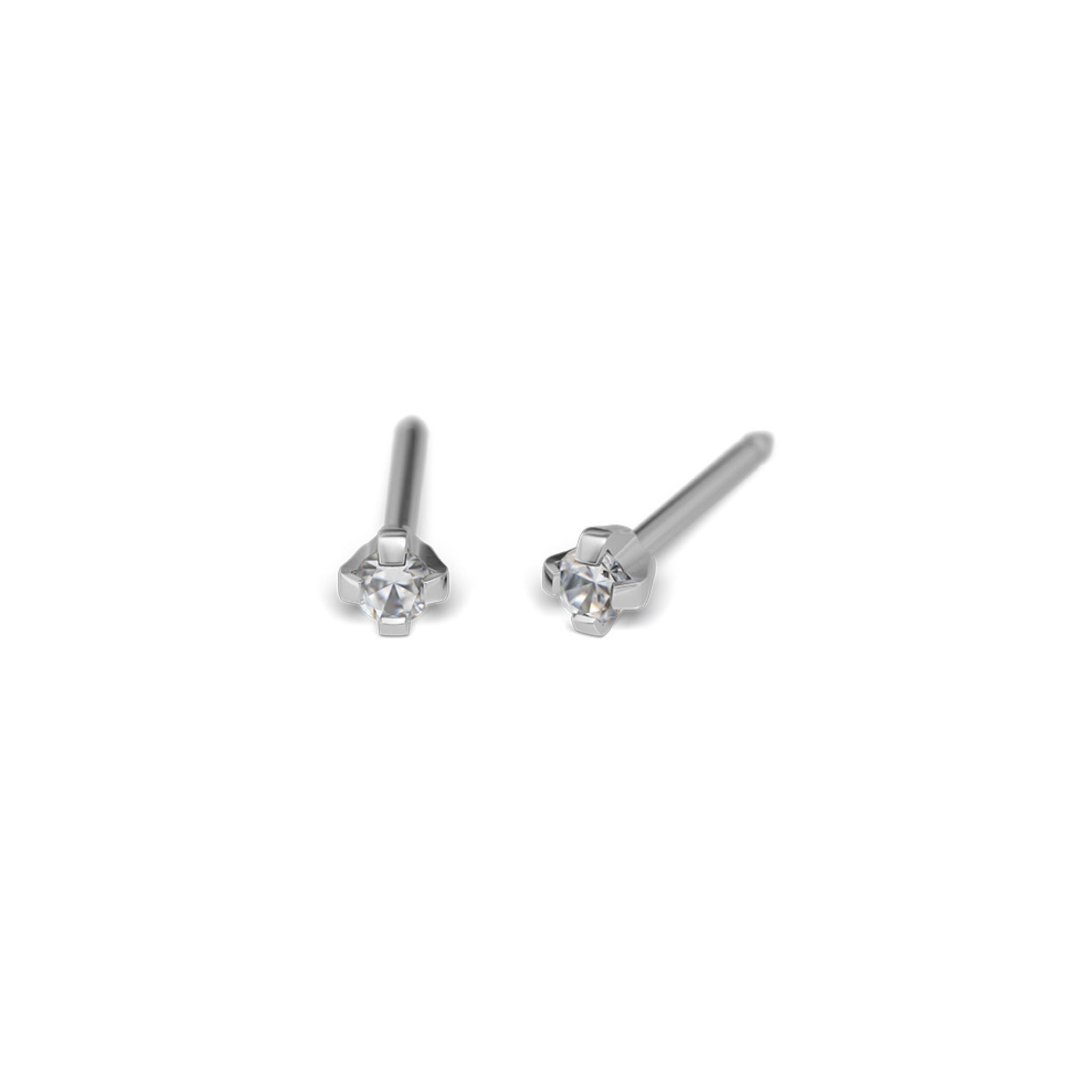 STUDEX auskari 109 prong setting 2mm, kubiskais cirkonijs, Surgical Stainless Steel