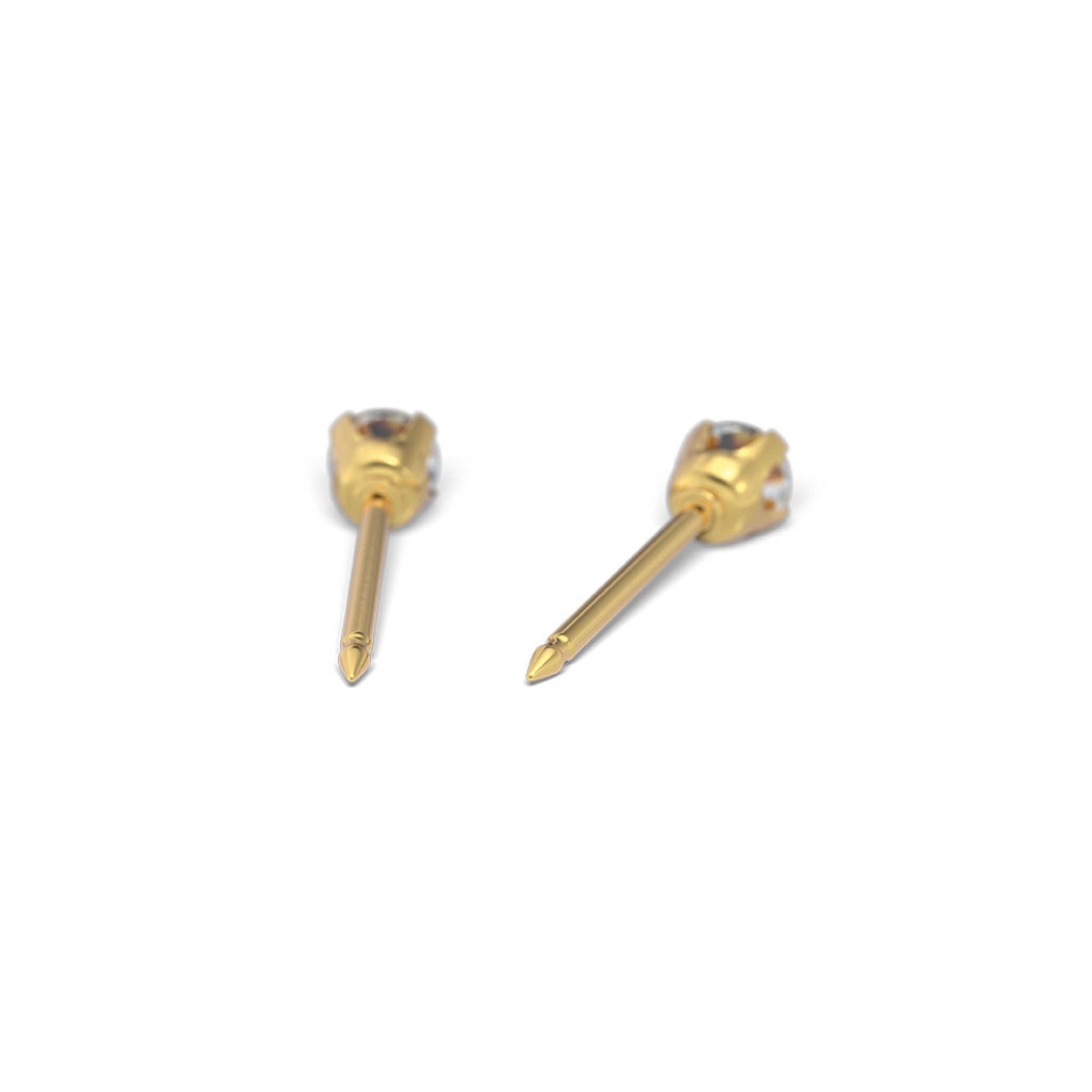 STUDEX 110 auskari, prong setting 3mm, cubic zirconia, Gold Plated