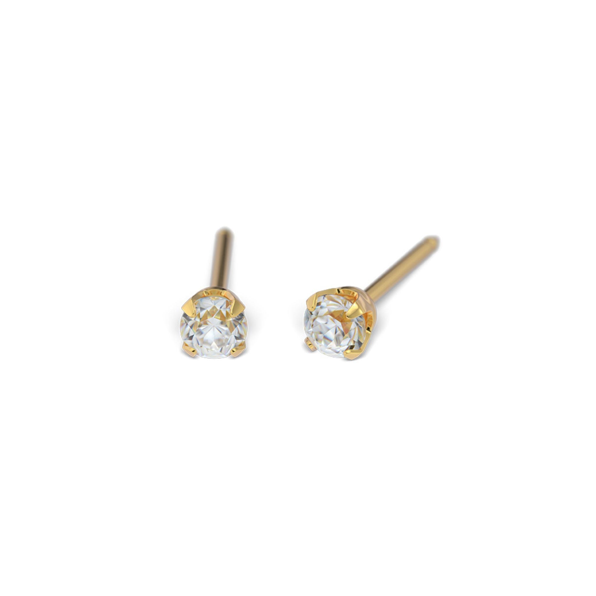 STUDEX 110 auskari, prong setting 3mm, cubic zirconia, Gold Plated