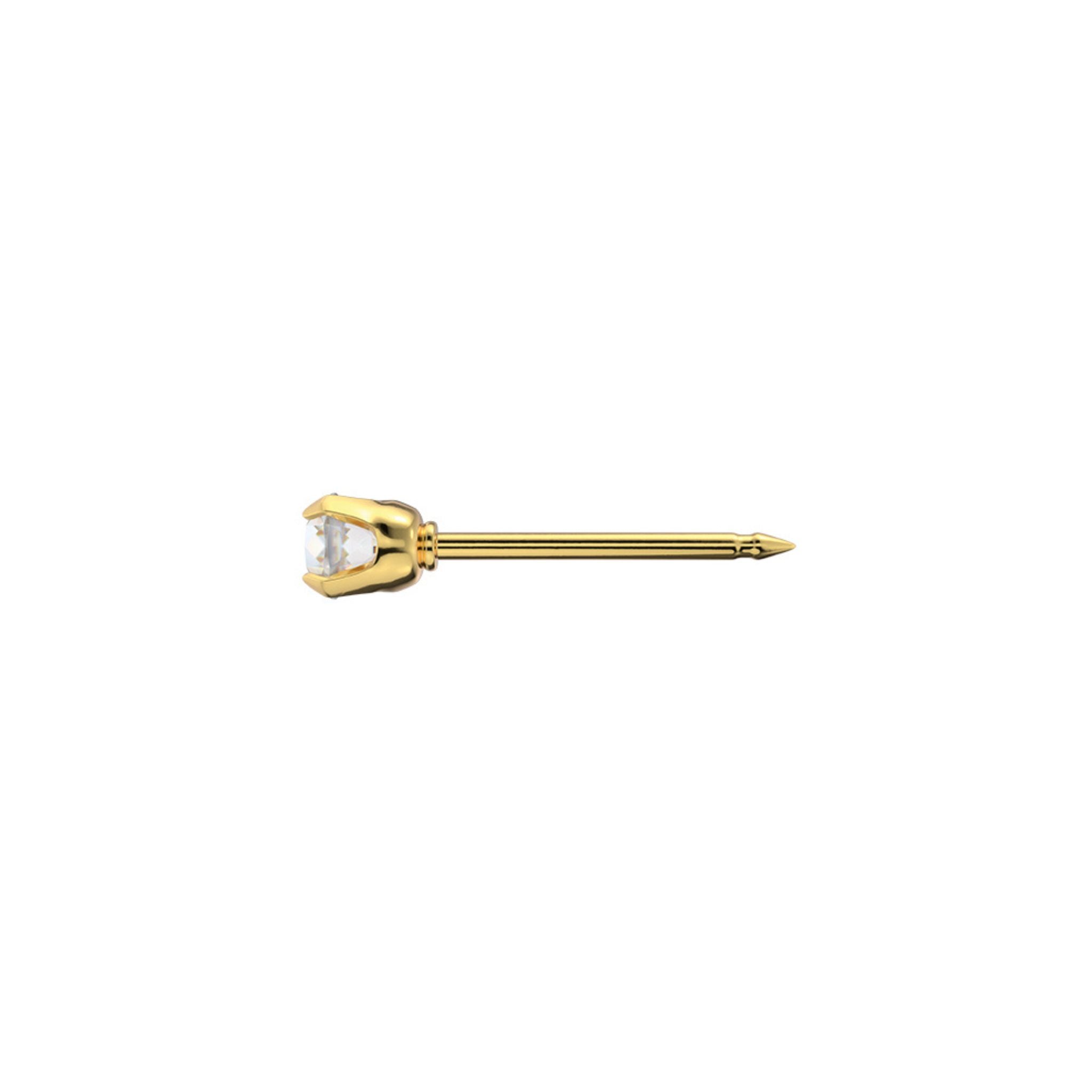 STUDEX 110 auskari, prong setting 3mm, cubic zirconia, Gold Plated
