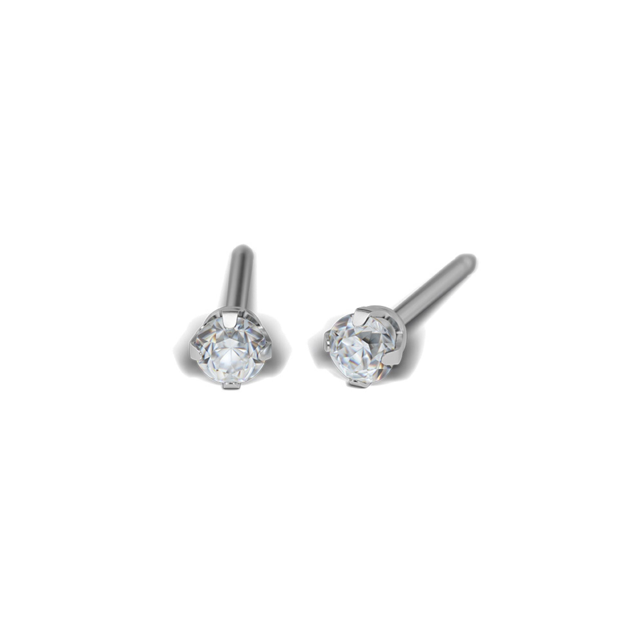 STUDEX auskari 111 - Prong Setting 3mm, Cubic Zirconia, Surgical Stainless Steel