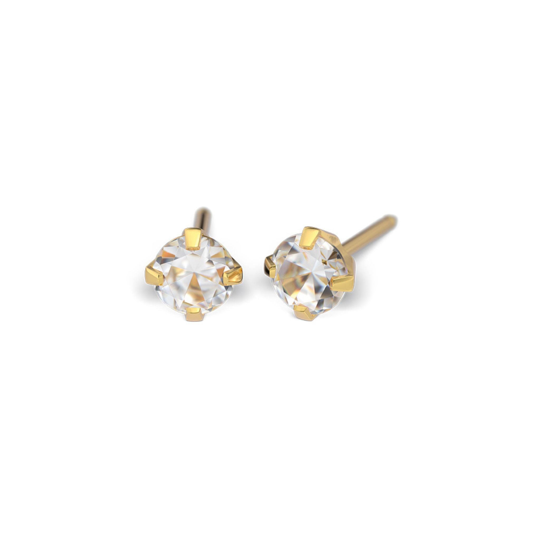 STUDEX 112 - Prong Setting, 4mm, Cubic Zirconia, Gold Plated