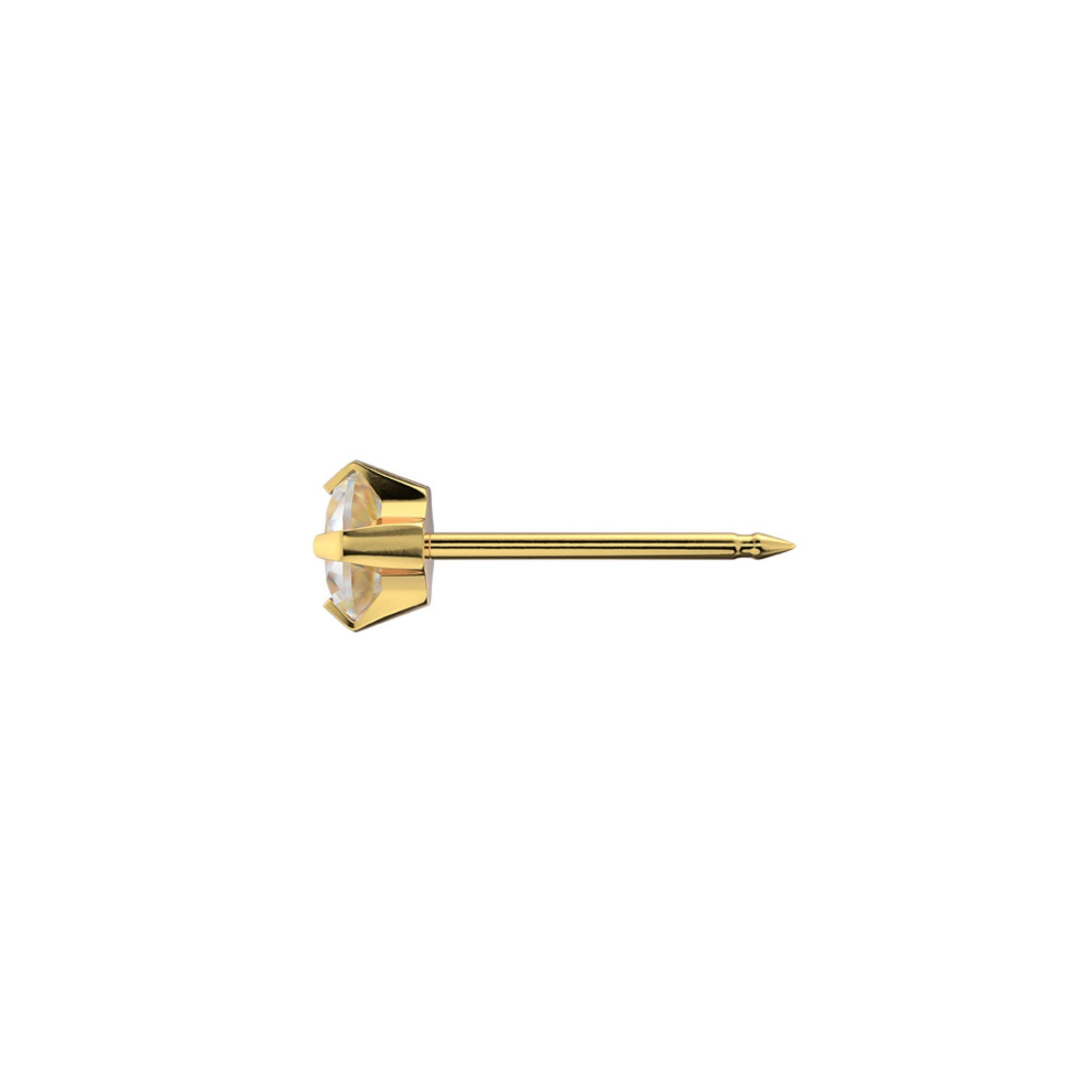 STUDEX 112 - Prong Setting, 4mm, Cubic Zirconia, Gold Plated