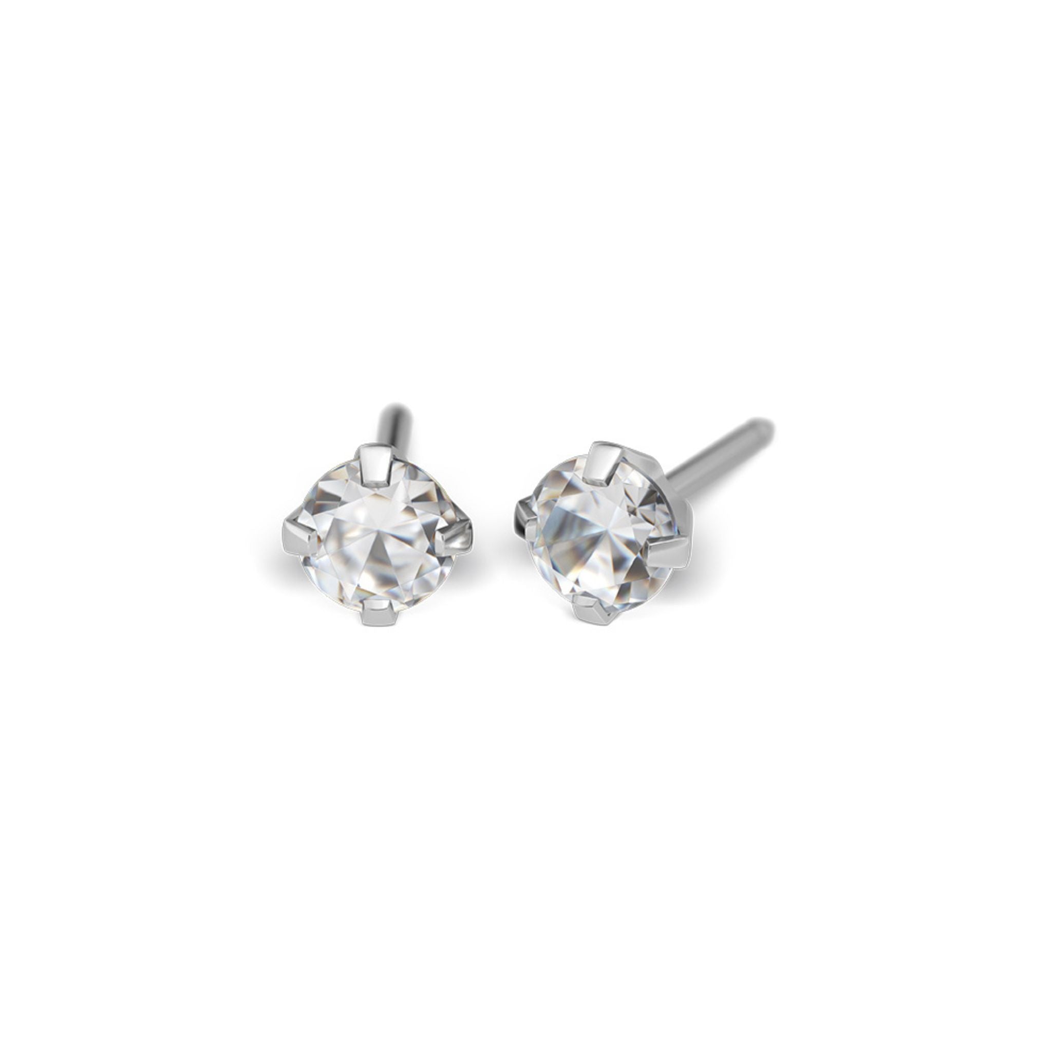 STUDEX 113 - Prong Setting 4mm, Cubic Zirconia, Surgical Stainless Steel