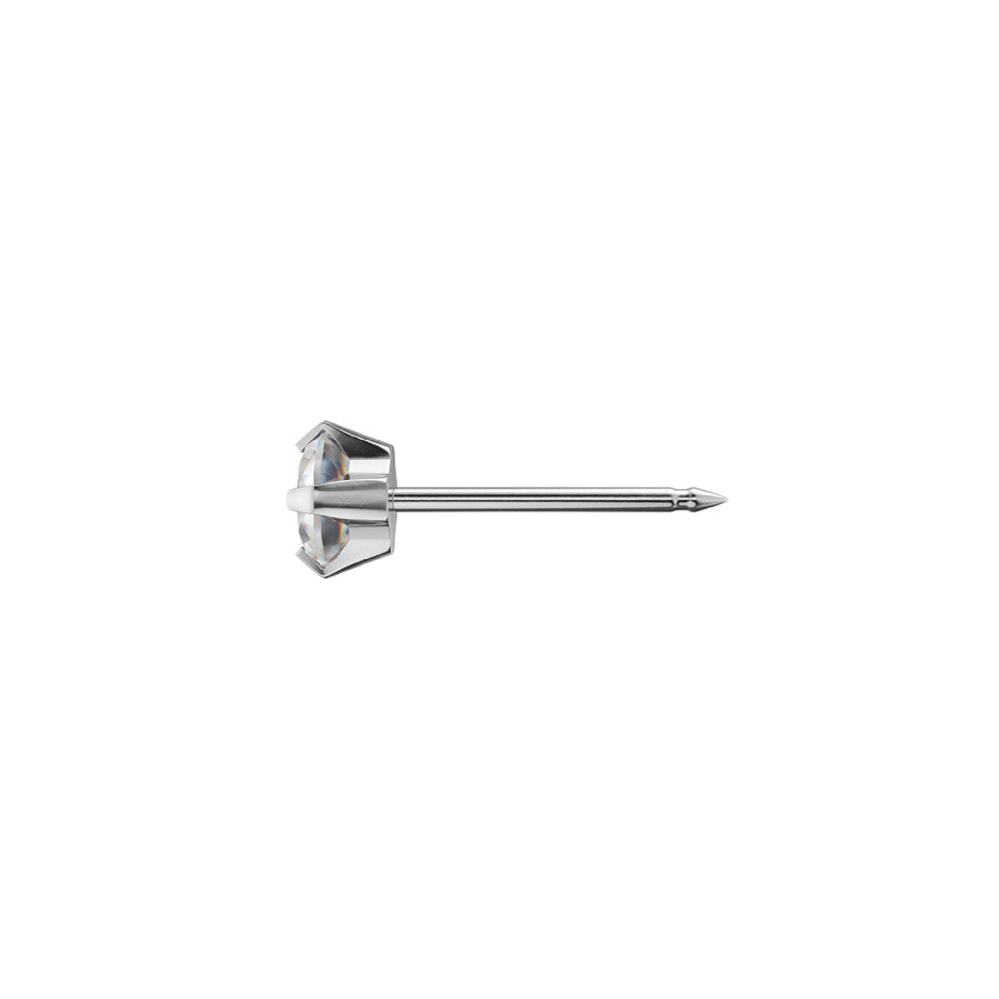 STUDEX 113 - Prong Setting 4mm, Cubic Zirconia, Surgical Stainless Steel