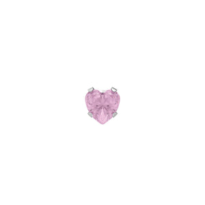 STUDEX 121 - Prong Setting, Cubic Zirconia Pink Heart, Surgical Stainless Steel, 5x5mm