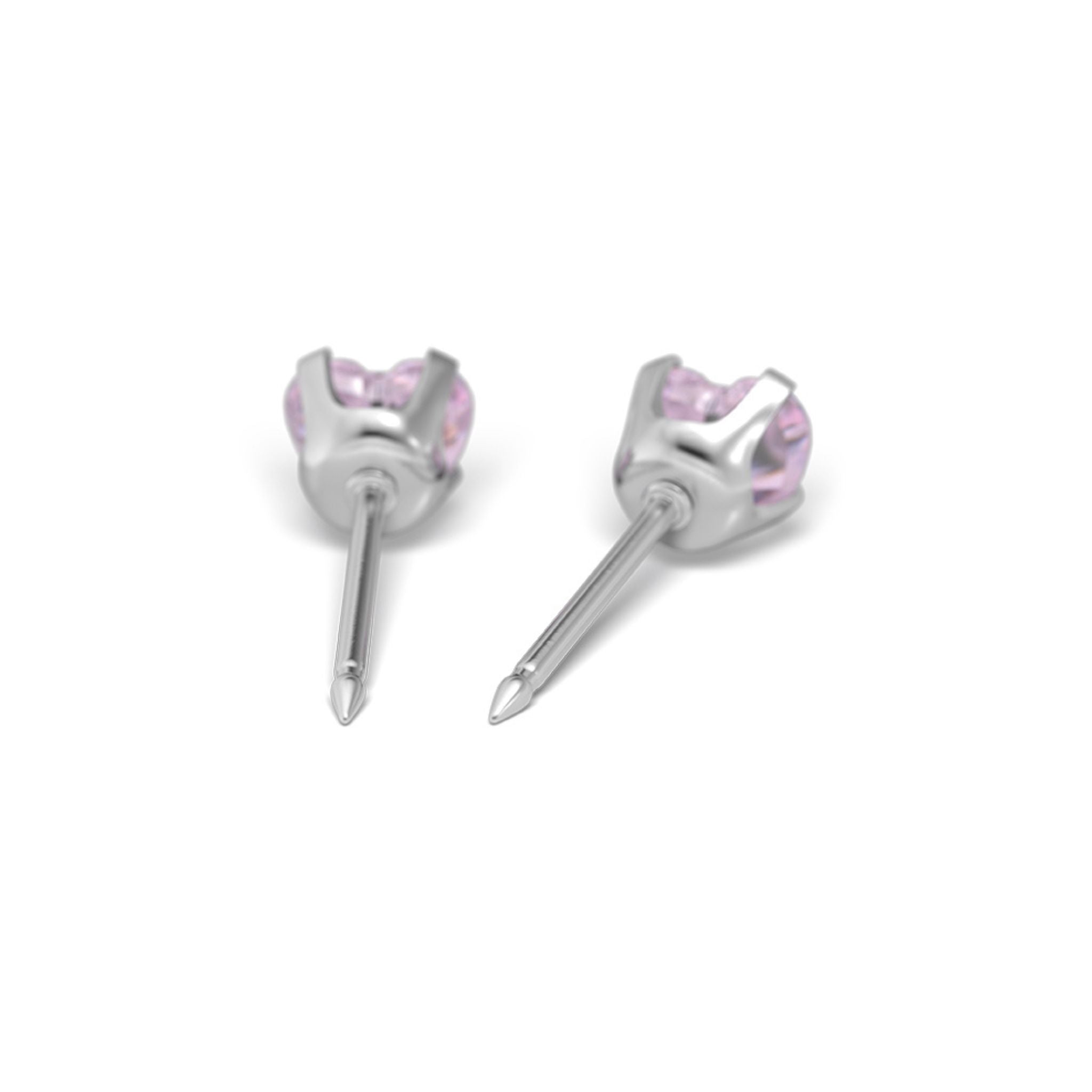 STUDEX 121 - Prong Setting, Cubic Zirconia Pink Heart, Surgical Stainless Steel, 5x5mm