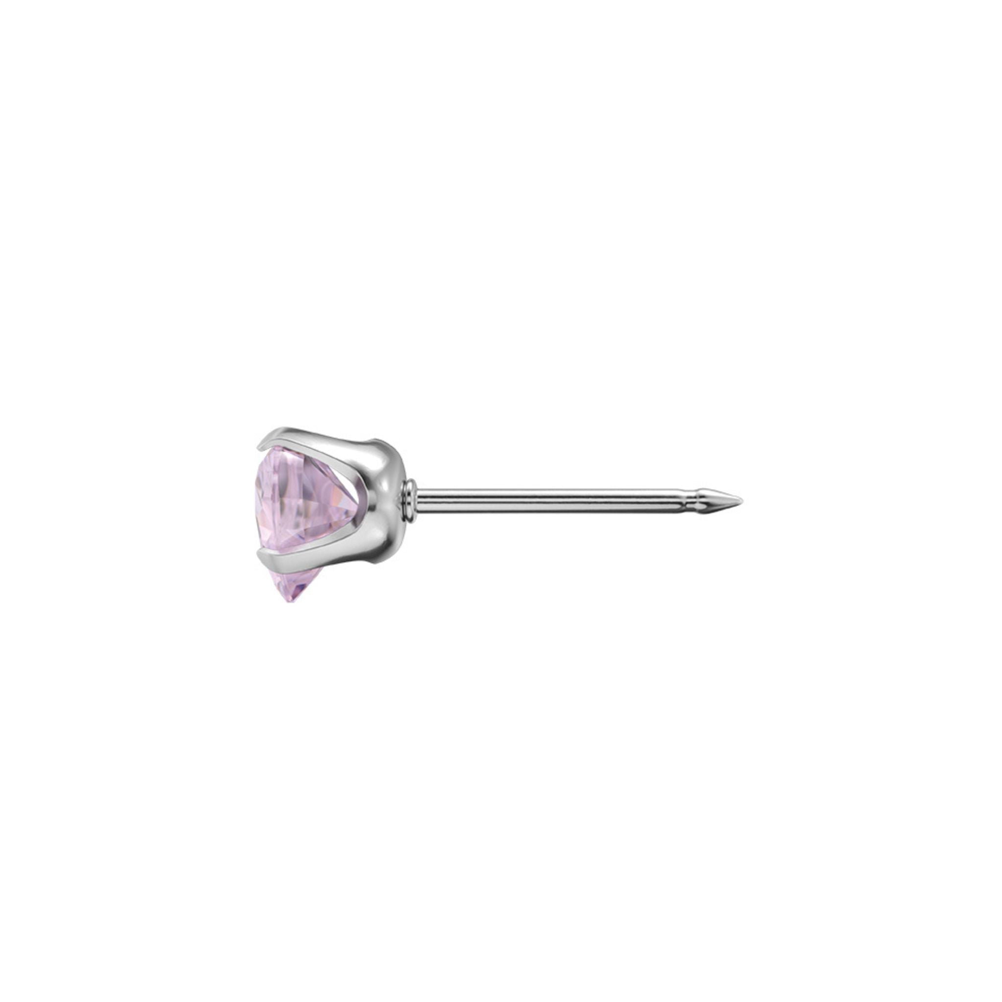 STUDEX 121 - Prong Setting, Cubic Zirconia Pink Heart, Surgical Stainless Steel, 5x5mm
