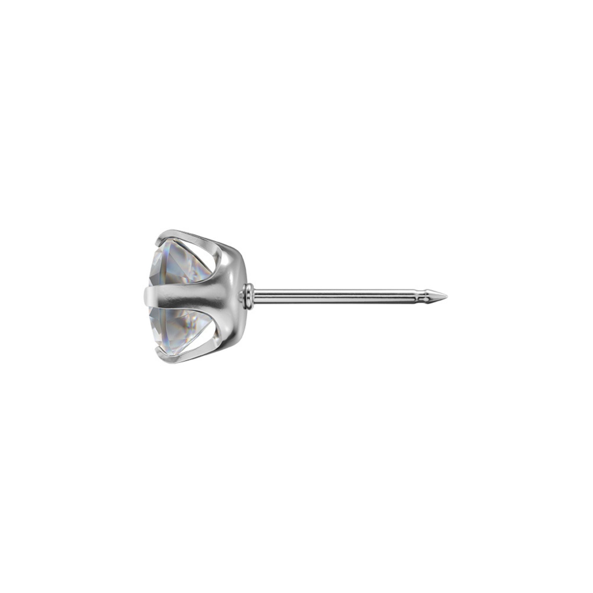 STUDEX auskari 124 - Prong Setting 6mm, kubiskais cirkonijs, Surgical Stainless Steel