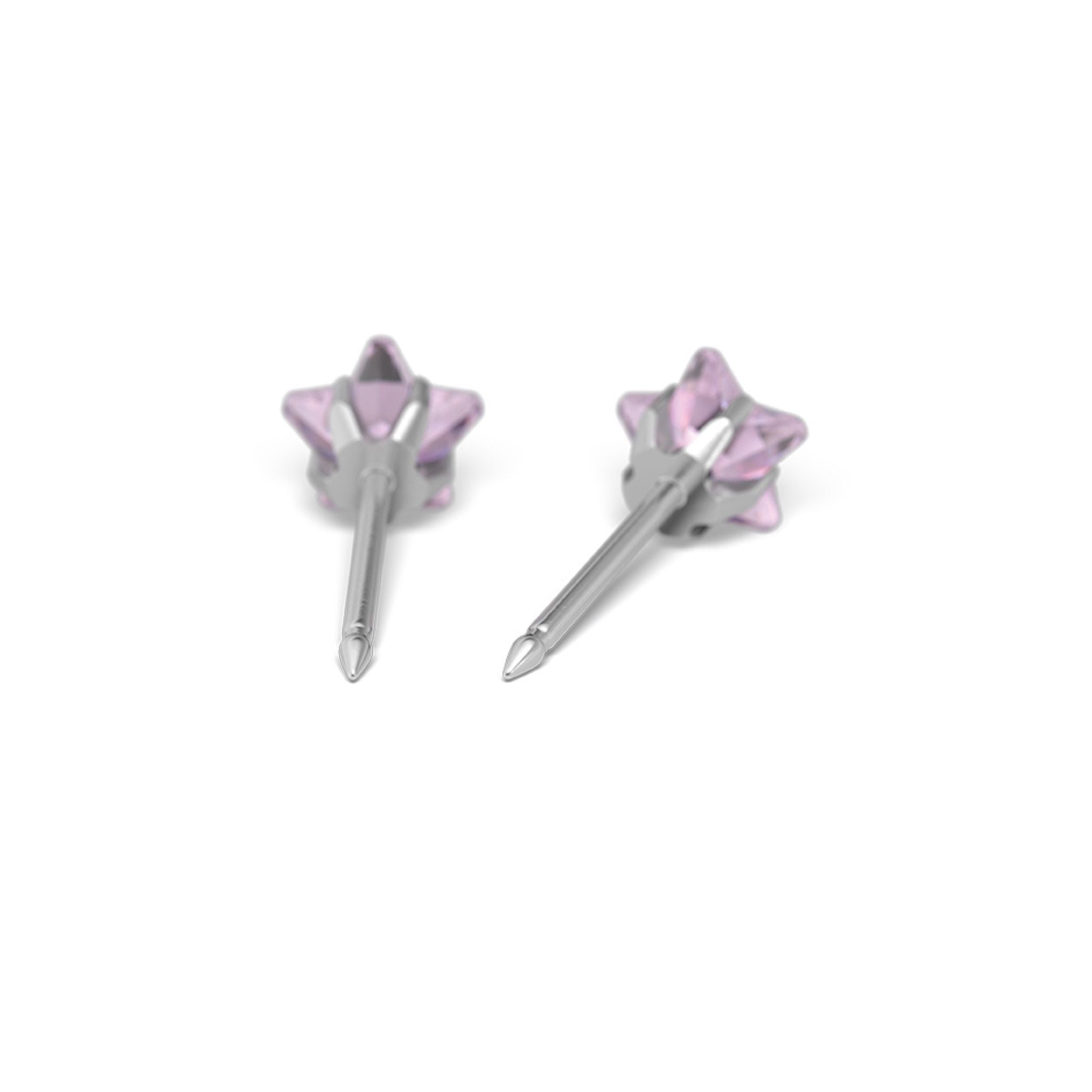 STUDEX 126 - Prong Setting, Cubic Zirconia Pink Star cut, Surgical Stainless Steel, 5mm