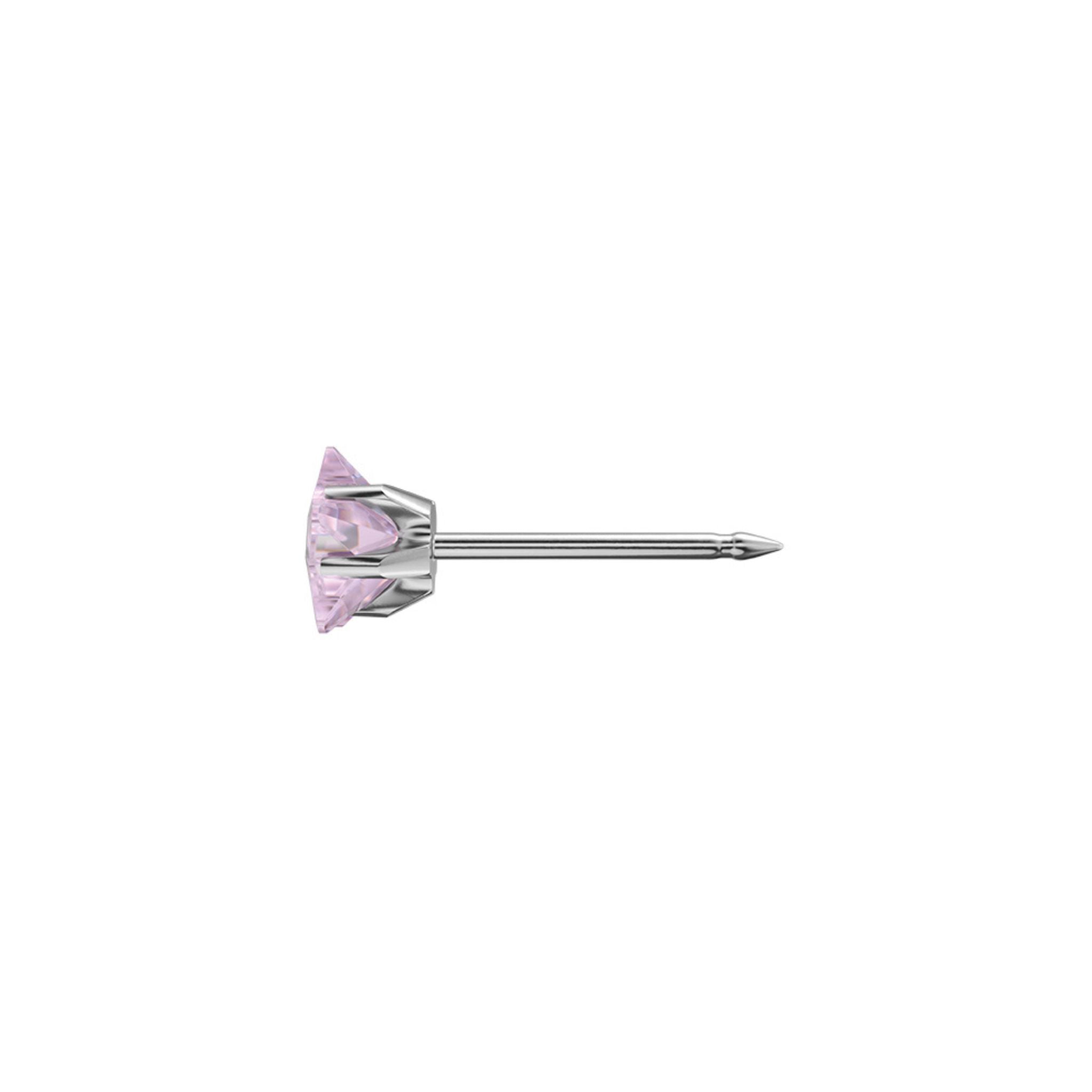 STUDEX 126 - Prong Setting, Cubic Zirconia Pink Star cut, Surgical Stainless Steel, 5mm