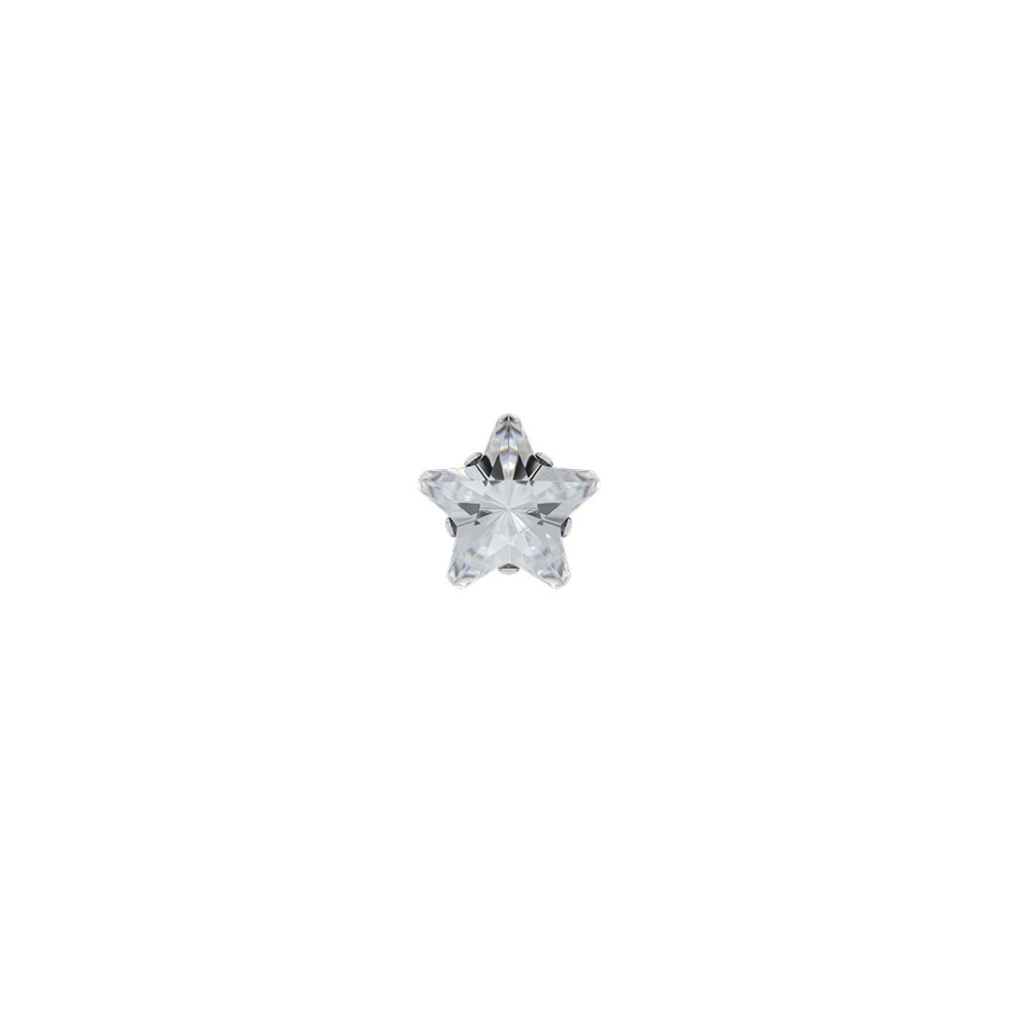 STUDEX 127 - Prong Setting, Cubic Zirconia Star cut, Surgical Stainless Steel, 5mm