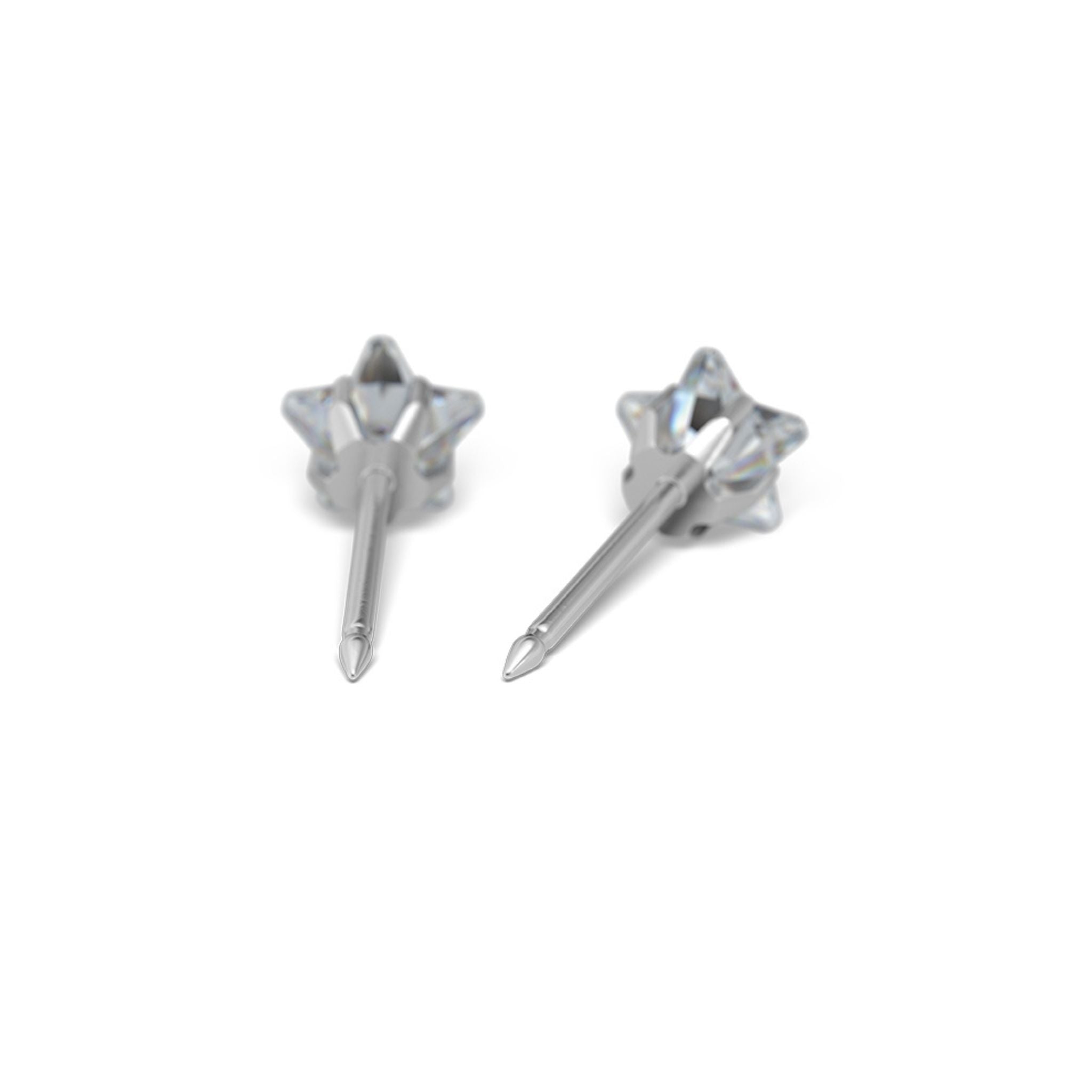 STUDEX 127 - Prong Setting, Cubic Zirconia Star cut, Surgical Stainless Steel, 5mm