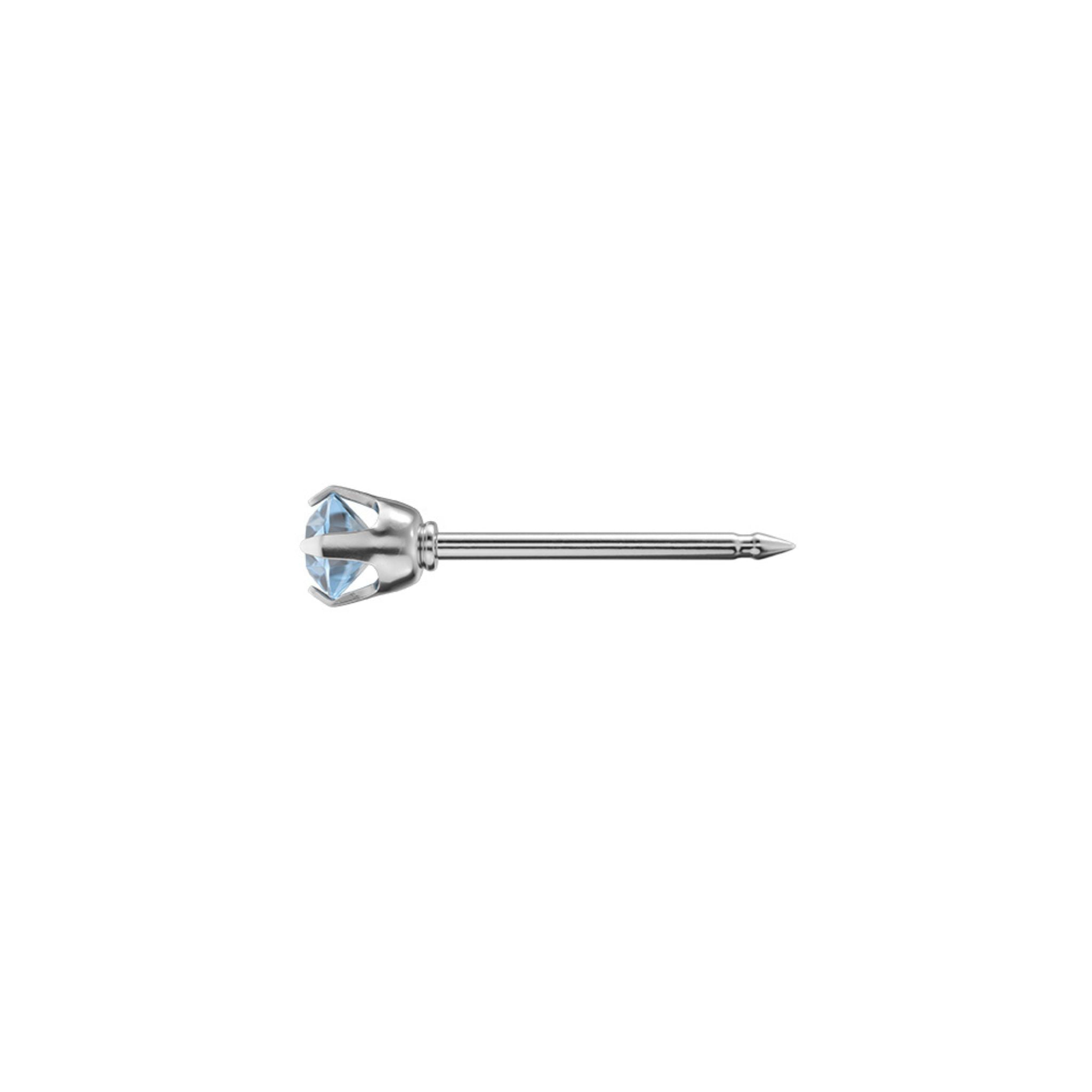 STUDEX auskari 130 - Prong Setting 3mm, marta akvamarīns, Surgical Stainless Steel