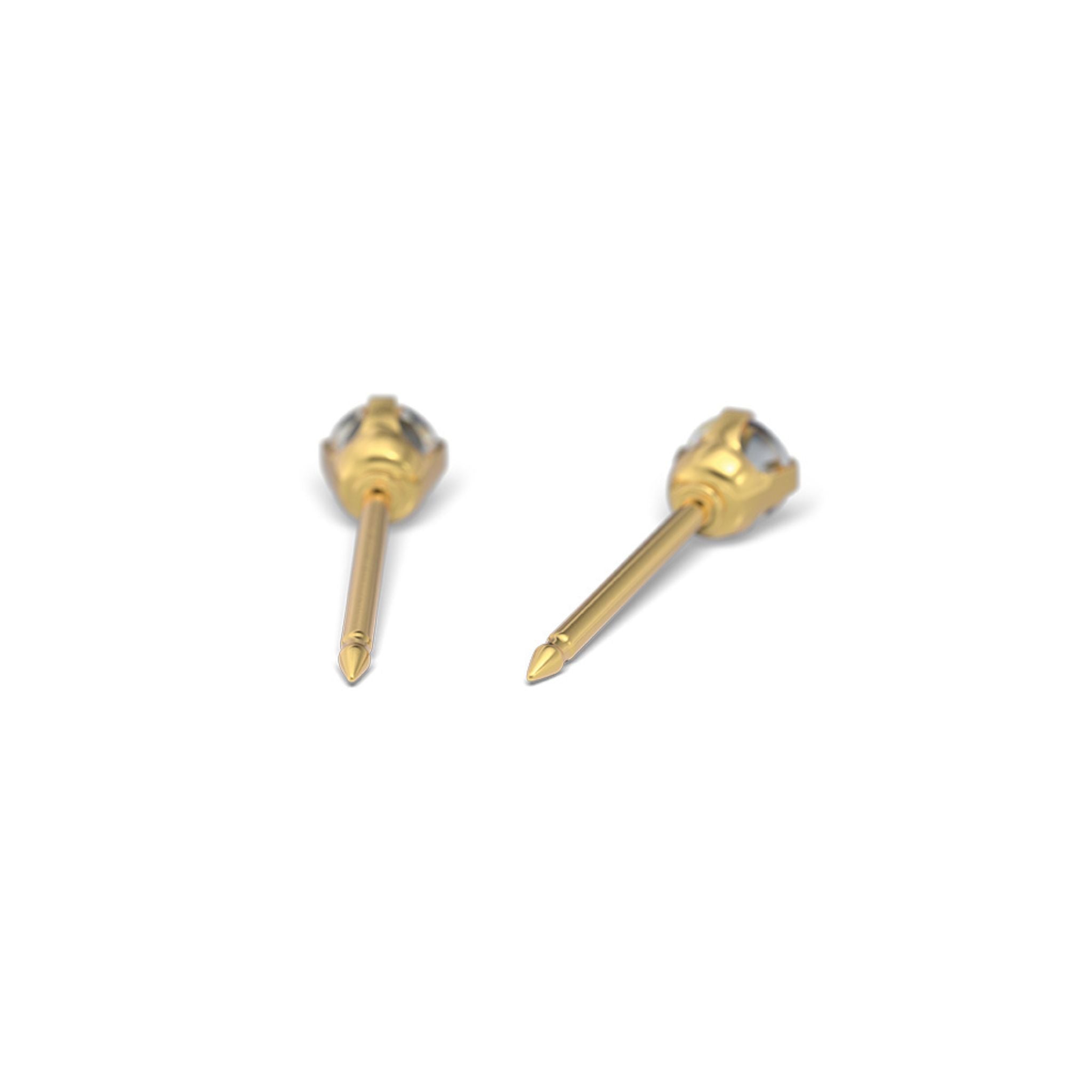 STUDEX 131 - Prong Setting 3mm, aprīļa kristāls, apzeltīts 24K