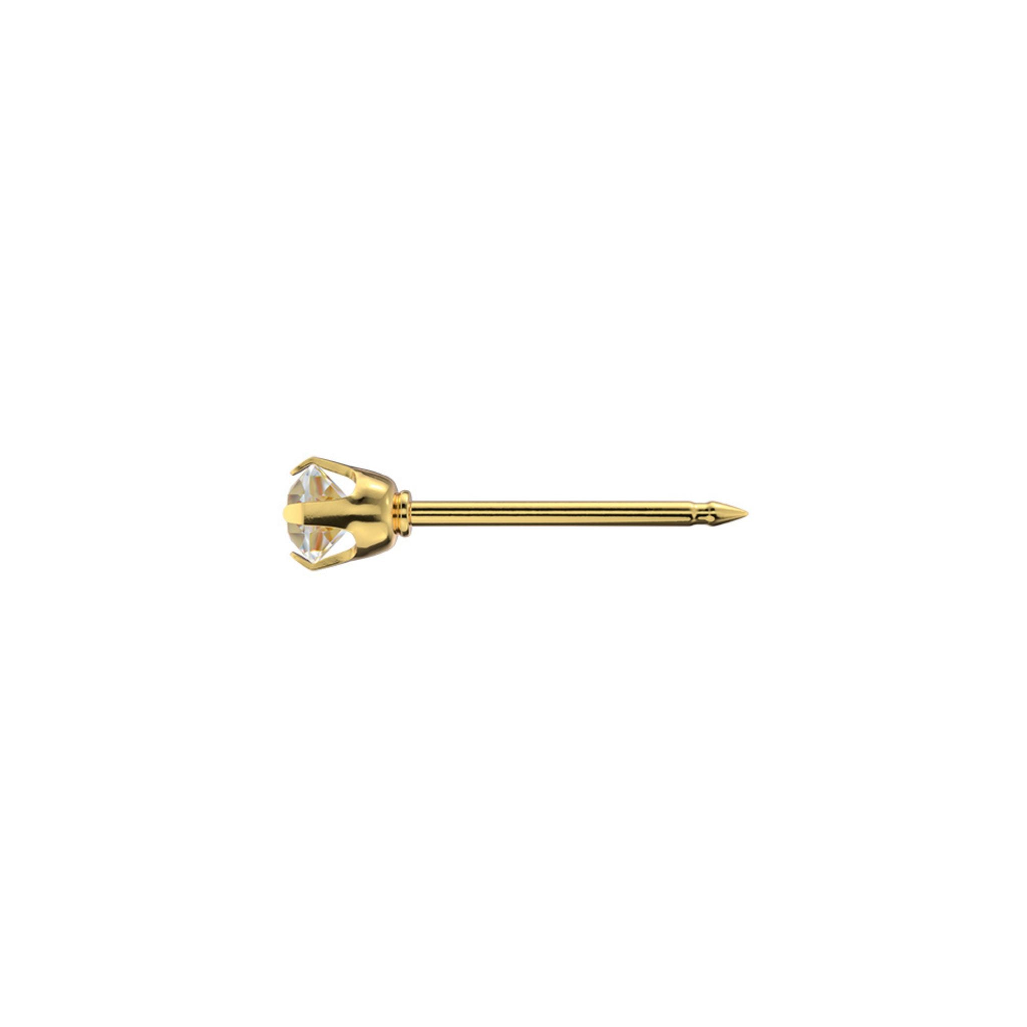 STUDEX 131 - Prong Setting 3mm, aprīļa kristāls, apzeltīts 24K