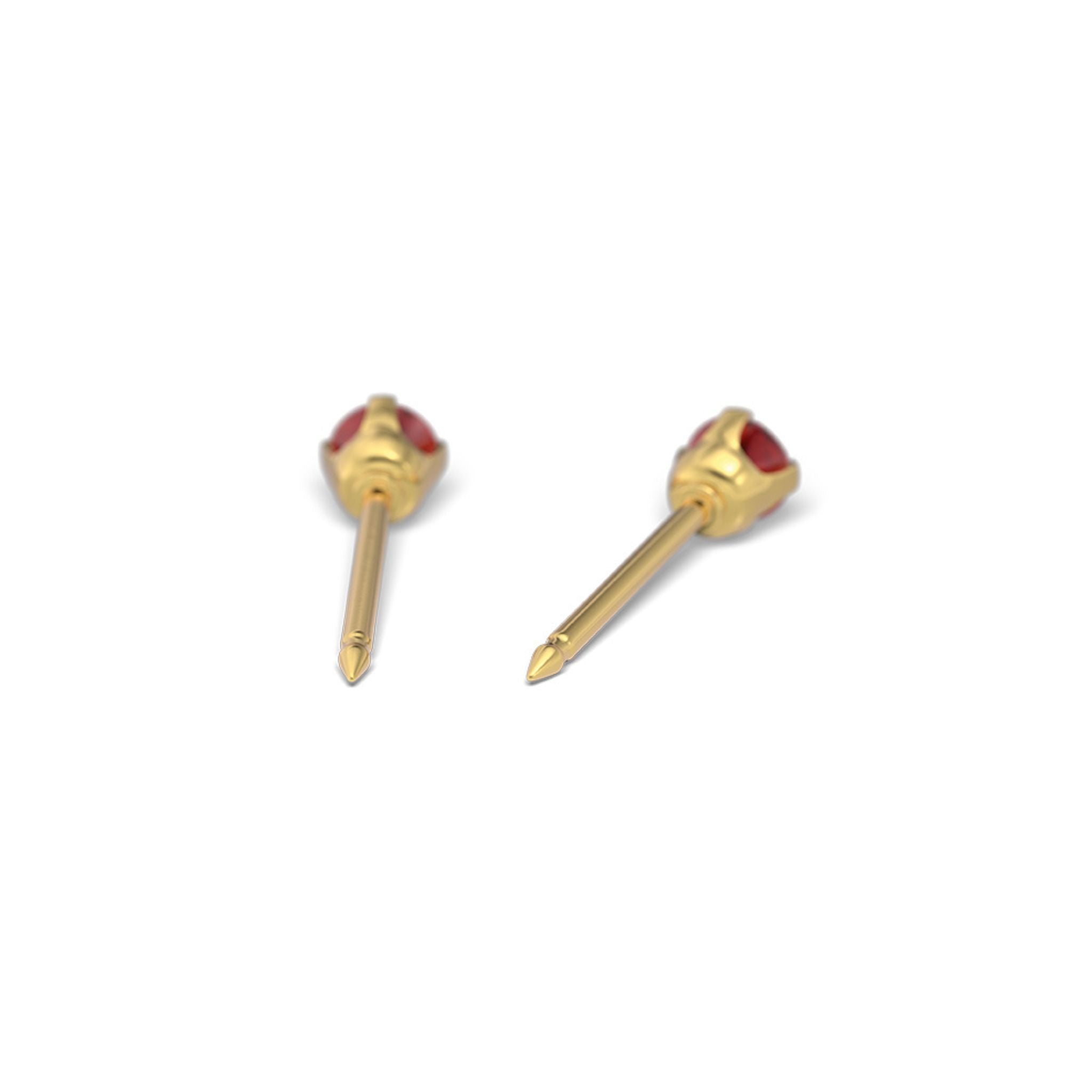 STUDEX auskari 133 - Prong Setting 3mm, Jūlija rubīns, Gold Plated