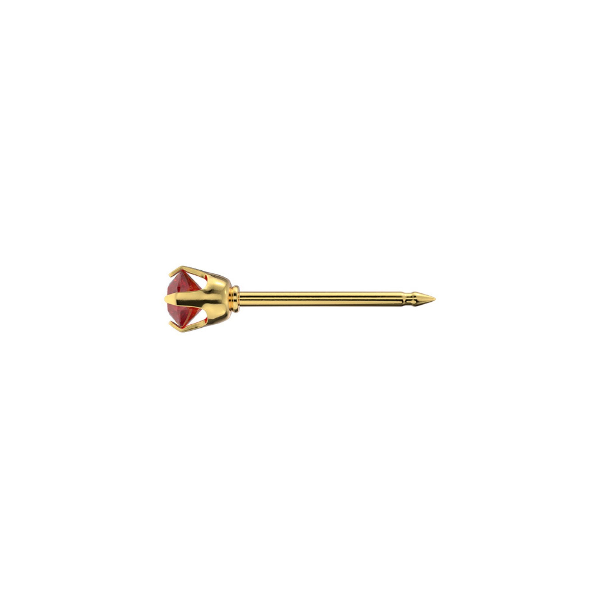 STUDEX auskari 133 - Prong Setting 3mm, Jūlija rubīns, Gold Plated