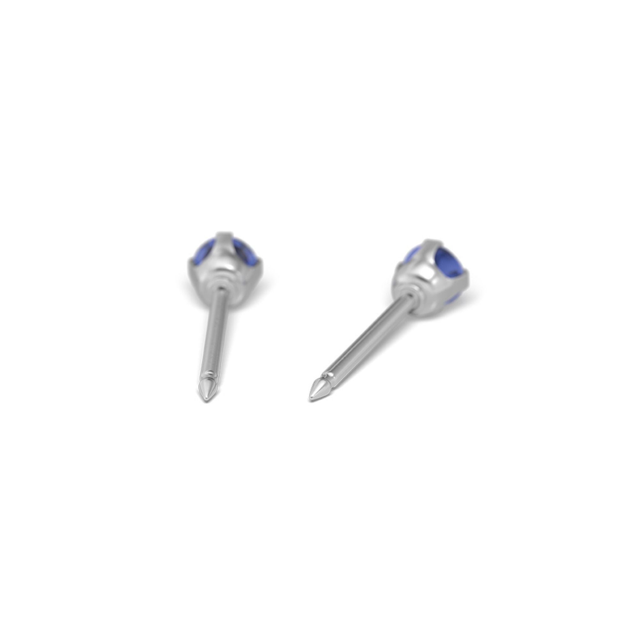 STUDEX auskari 135 - Prong Setting 3mm, septembra safīrs, Surgical Stainless Steel