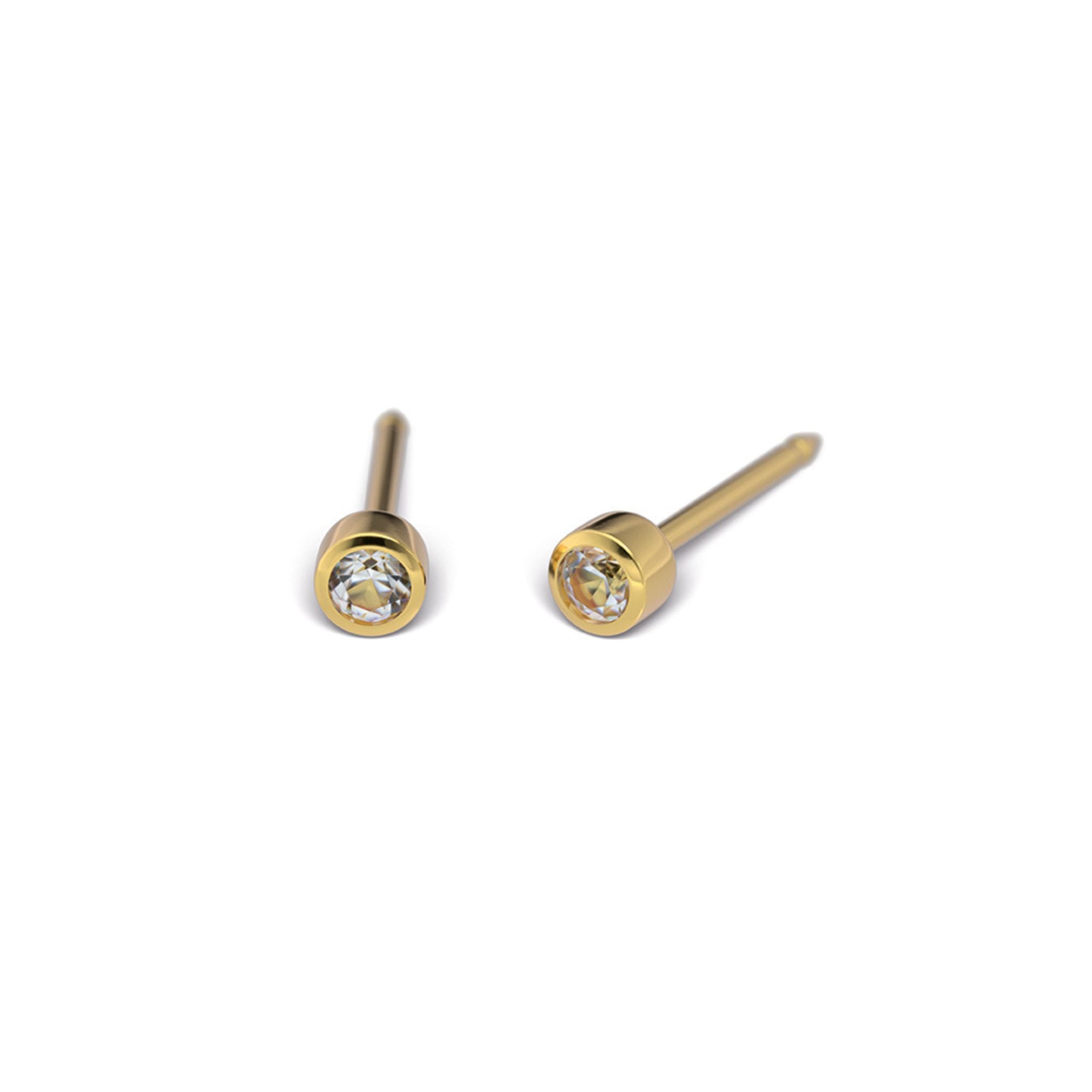 STUDEX 139 - Bazel 2mm, April Crystal, Gold Plated