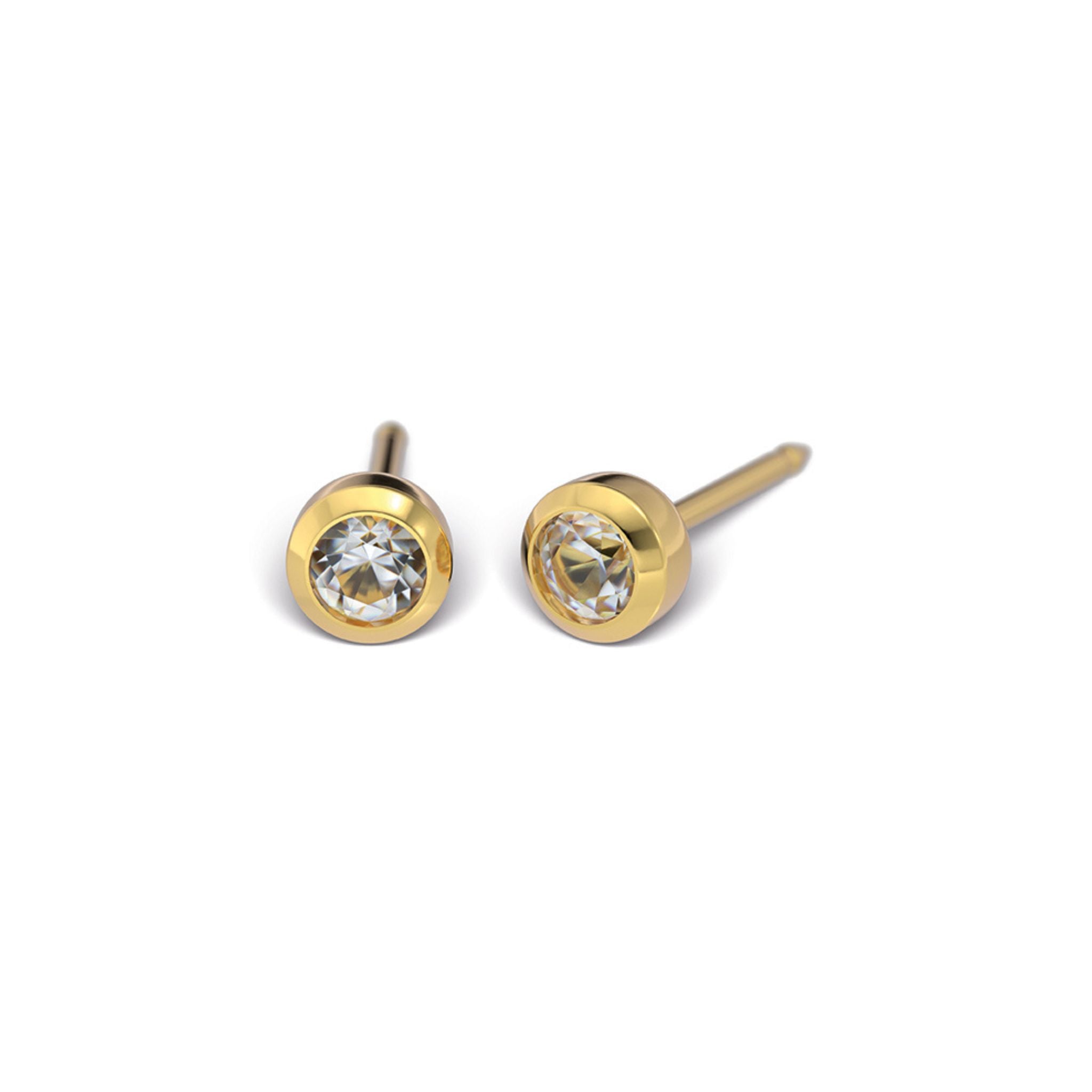 STUDEX auskari 141 - Bazel 3mm, April Crystal, Gold Plated