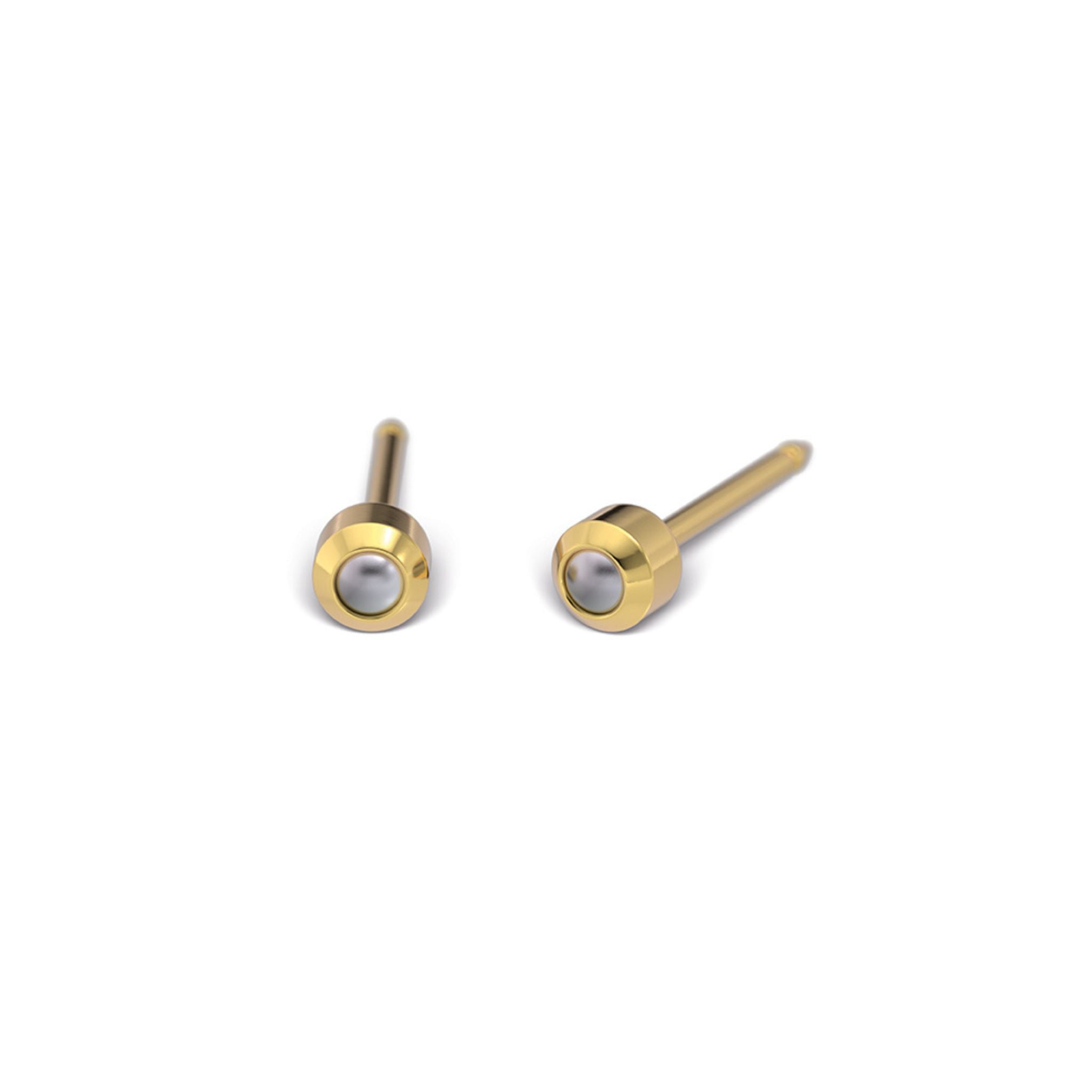 STUDEX auskari 144 - Bazel 2mm, balta pērle, Gold plated
