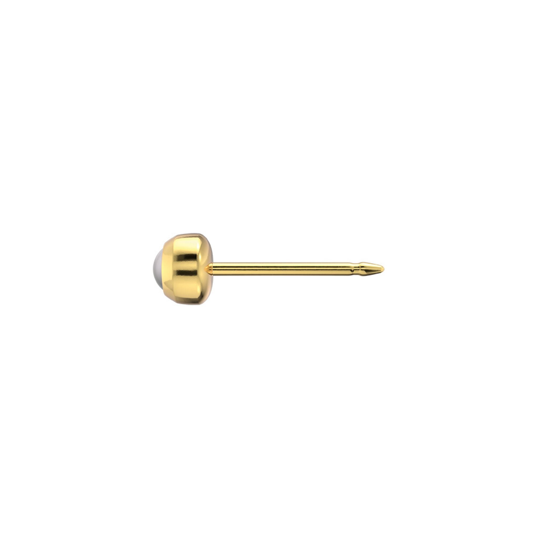 STUDEX auskari 145 - Bazel 3mm, Pearl white, Gold Plated