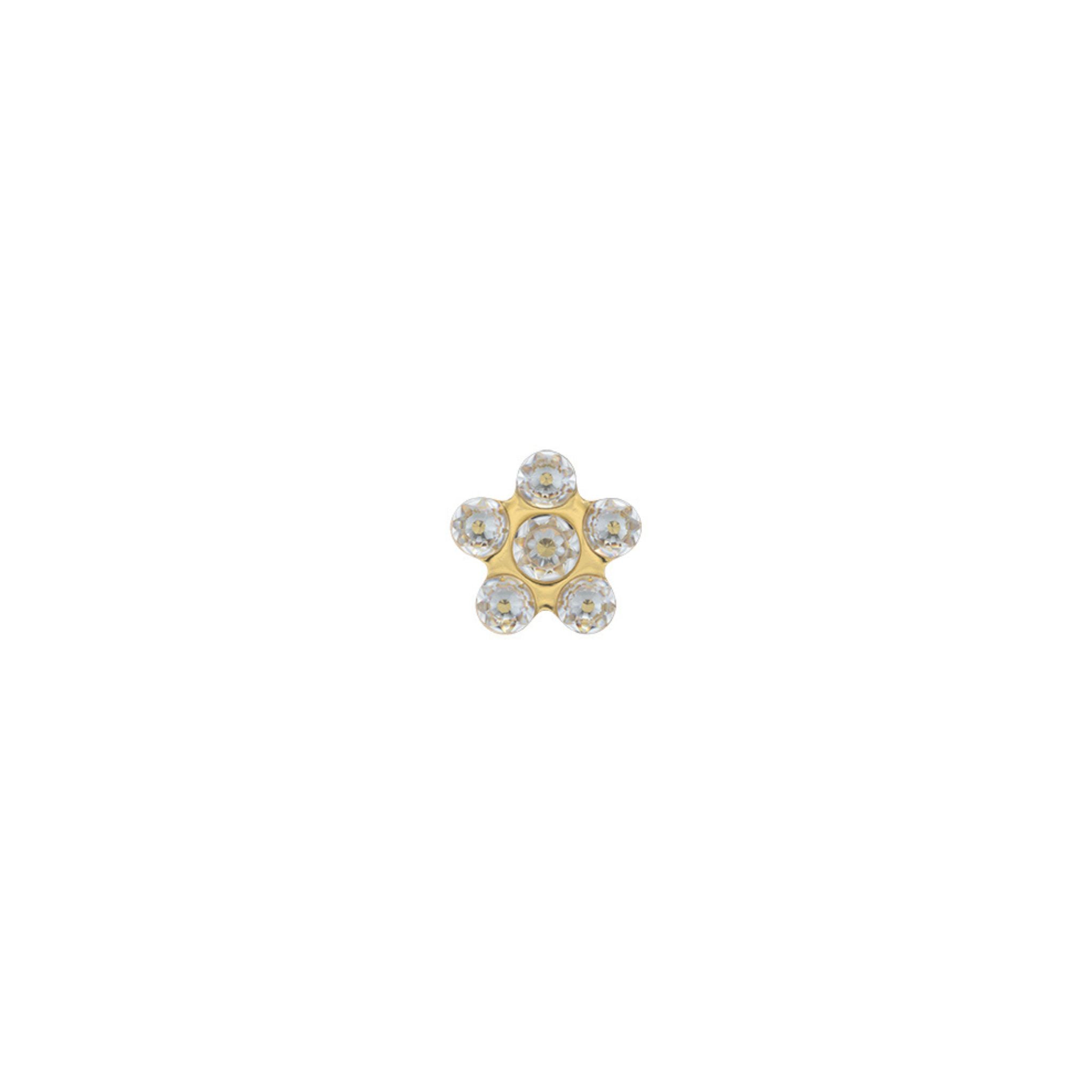 STUDEX 153 - Daisy 5mm, April Crystal, Gold Plated, mārpuķīte, aprīļa kristāls