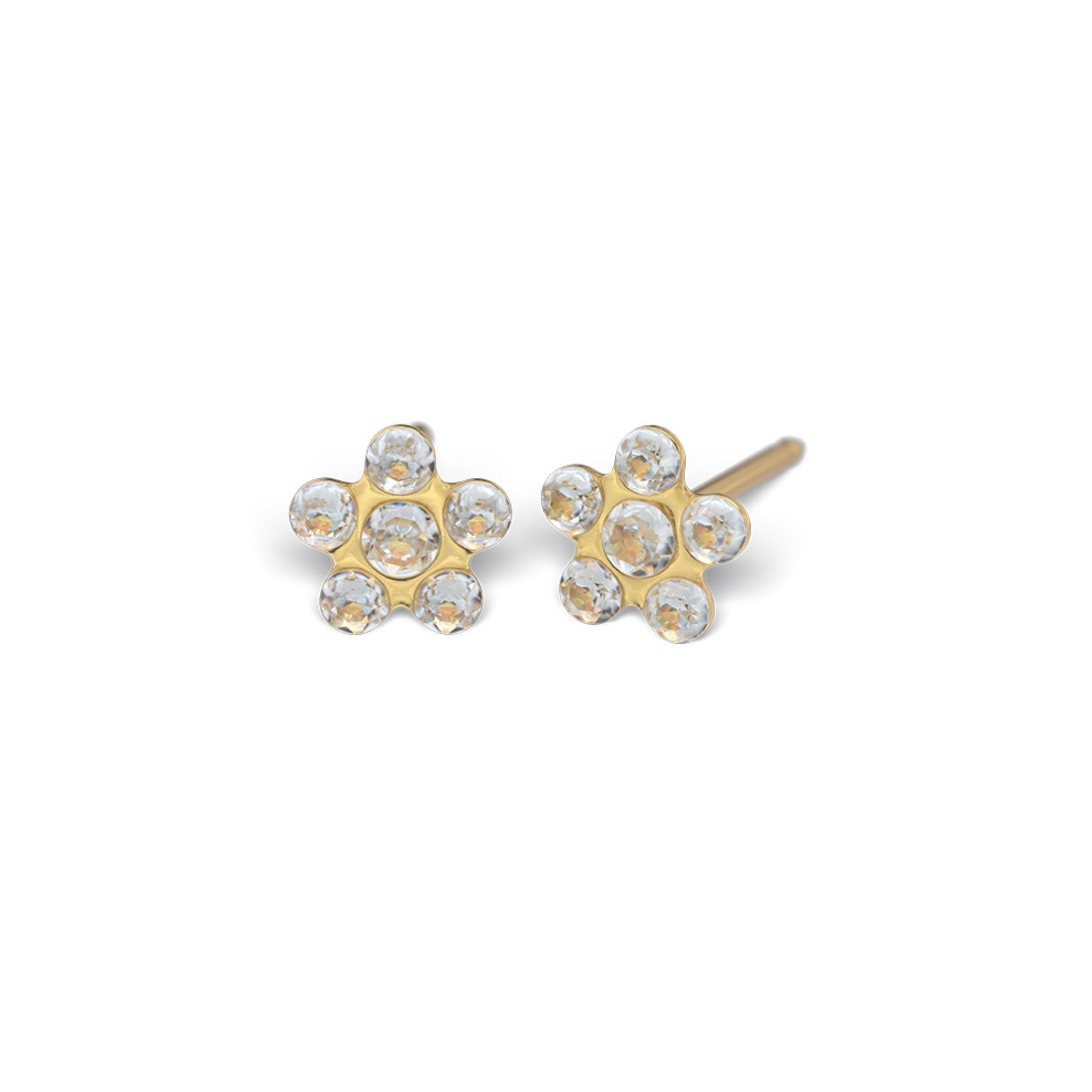 STUDEX 153 - Daisy 5mm, April Crystal, Gold Plated, mārpuķīte, aprīļa kristāls