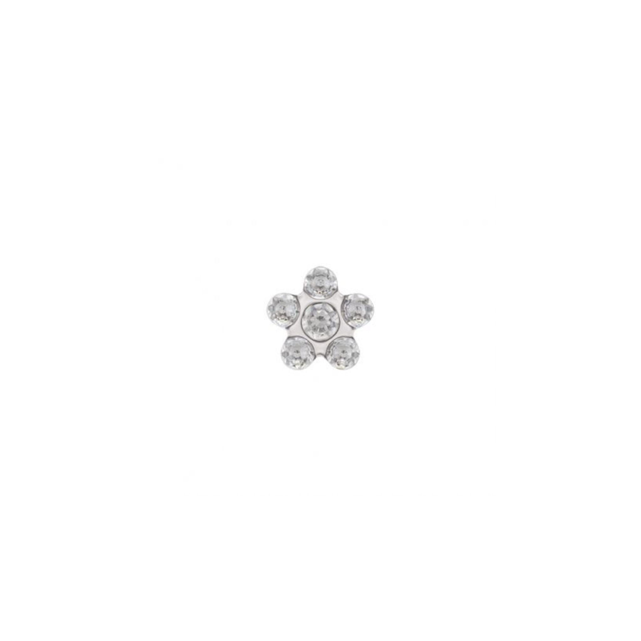 STUDEX 154 - Daisy 5mm, April Crystal, Surgical Stainless Steel, mārpuķīte, aprīļa kristāls
