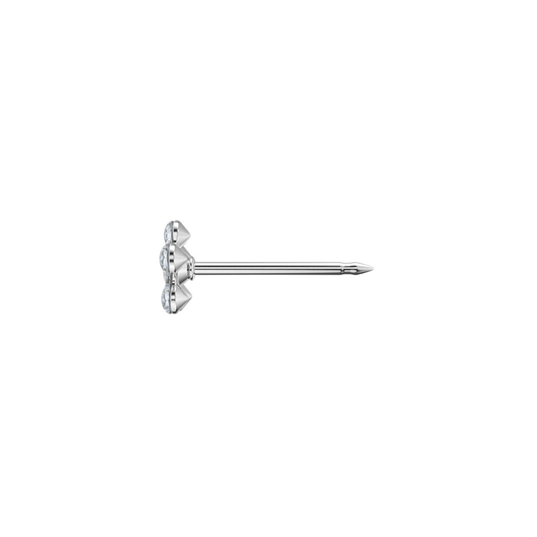 STUDEX 154 - Daisy 5mm, April Crystal, Surgical Stainless Steel, mārpuķīte, aprīļa kristāls