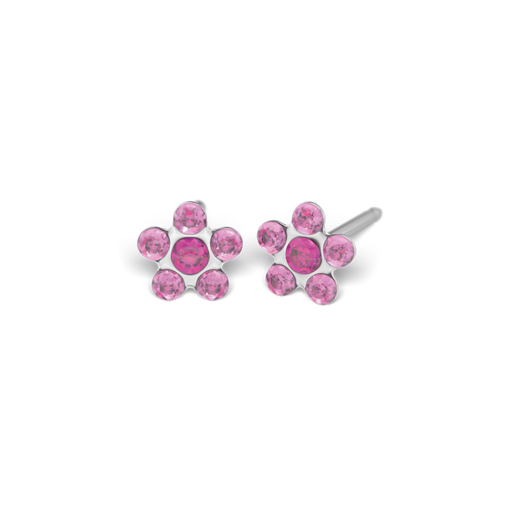 STUDEX auskari 159 - Daisy 5mm, Light Rose & Fuchsia, Surgical Stainless Steel