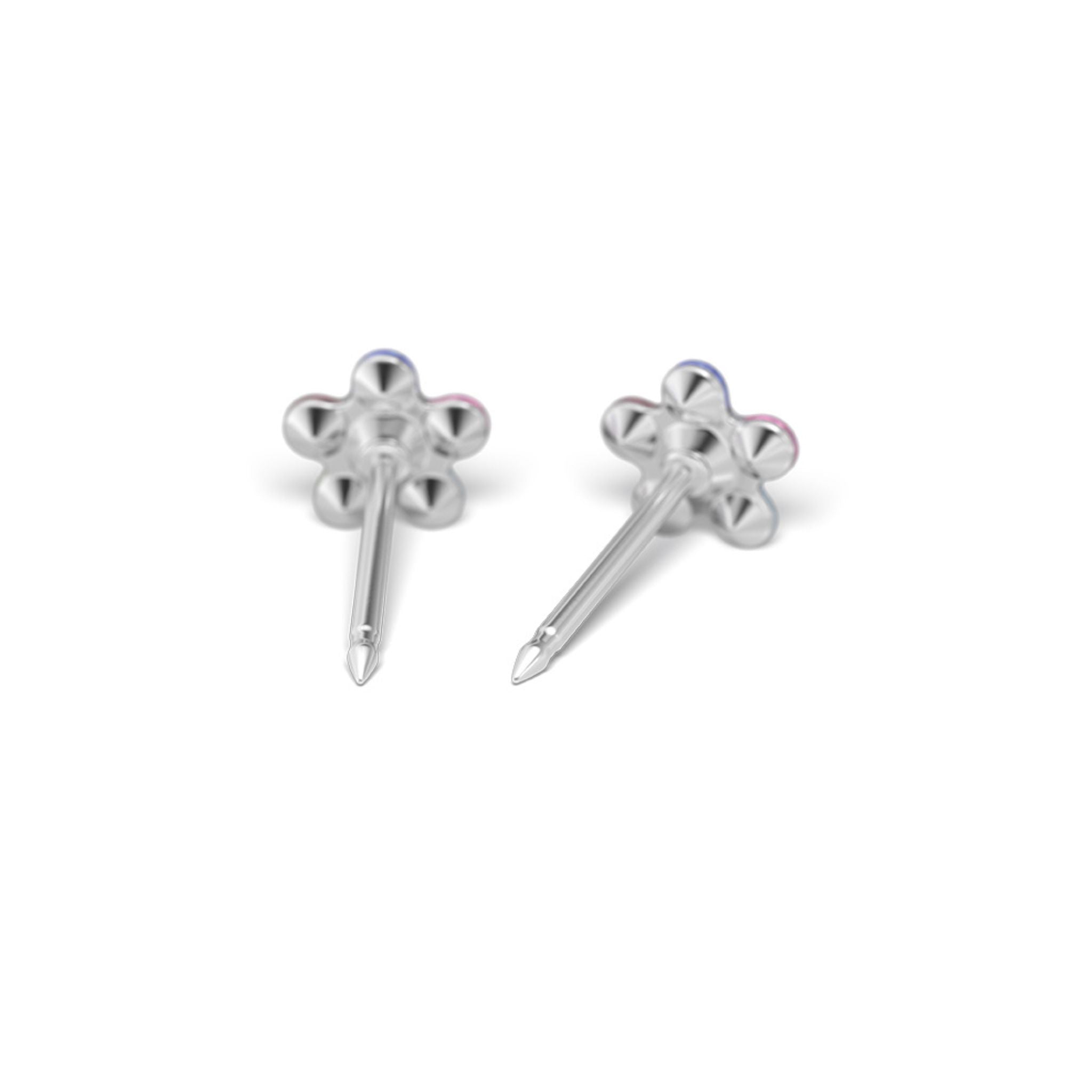STUDEX auskari 163 - Daisy 5mm, Rainbow & April Crystal, Surgical Stainless Steel