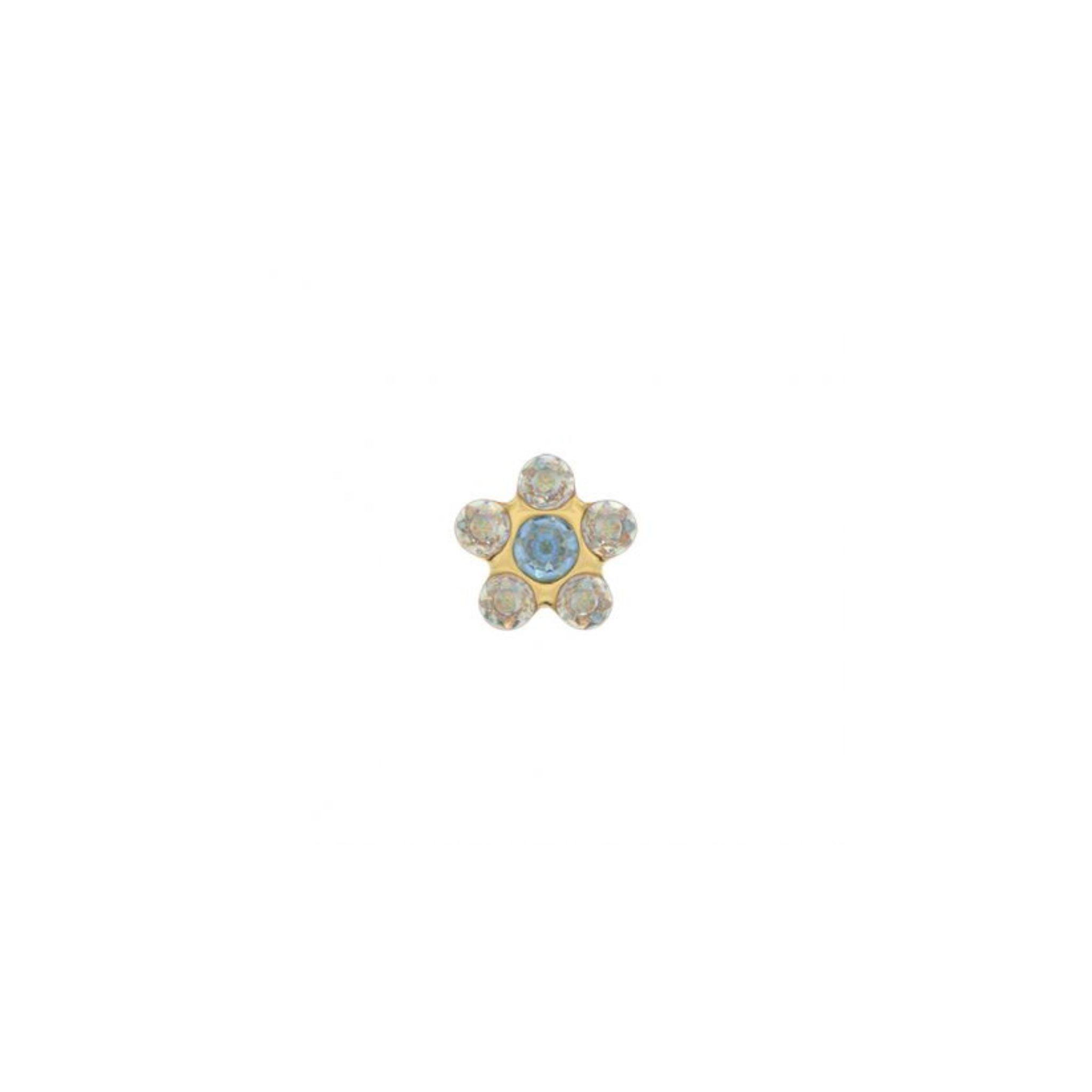 STUDEX 164 - Daisy 5mm, AB Crystal & March Aquamarine, Gold Plated
