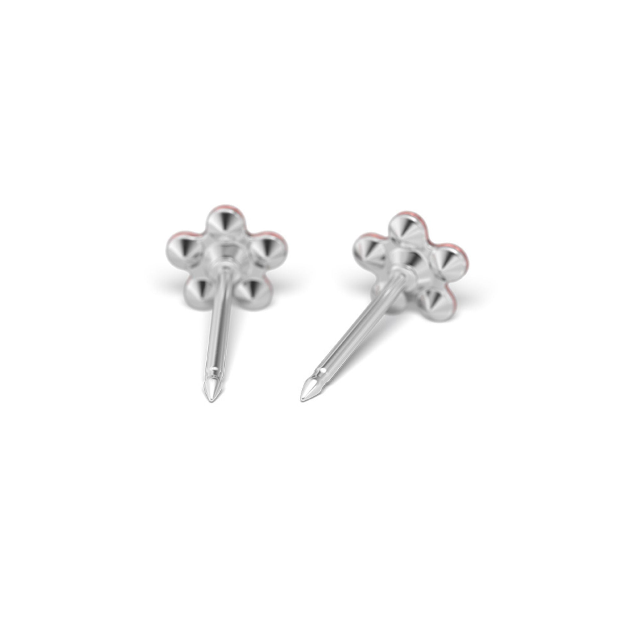 STUDEX auskari 165 - Daisy 5mm, Padparadscha & July Ruby, Surgical Stainless Steel