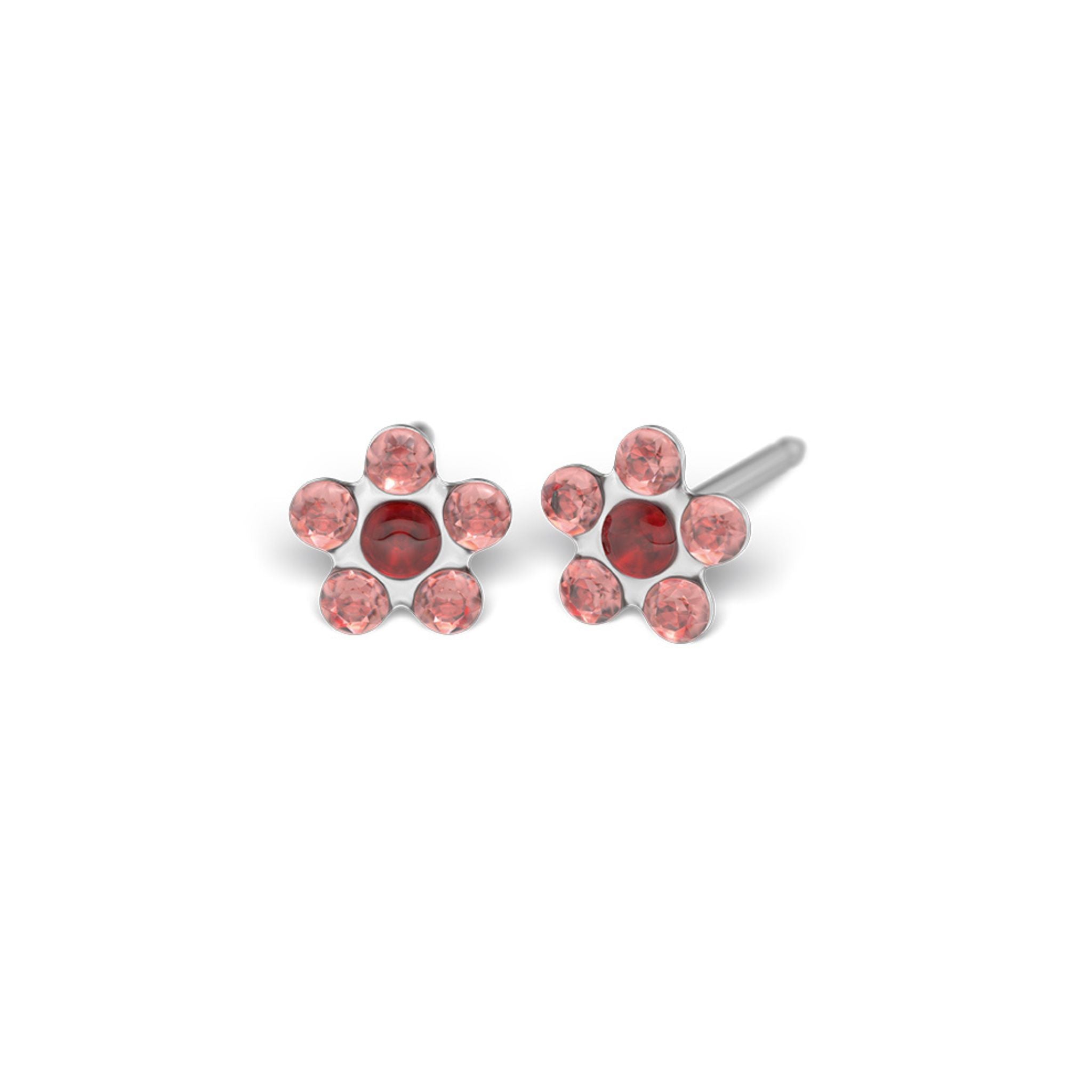 STUDEX auskari 165 - Daisy 5mm, Padparadscha & July Ruby, Surgical Stainless Steel