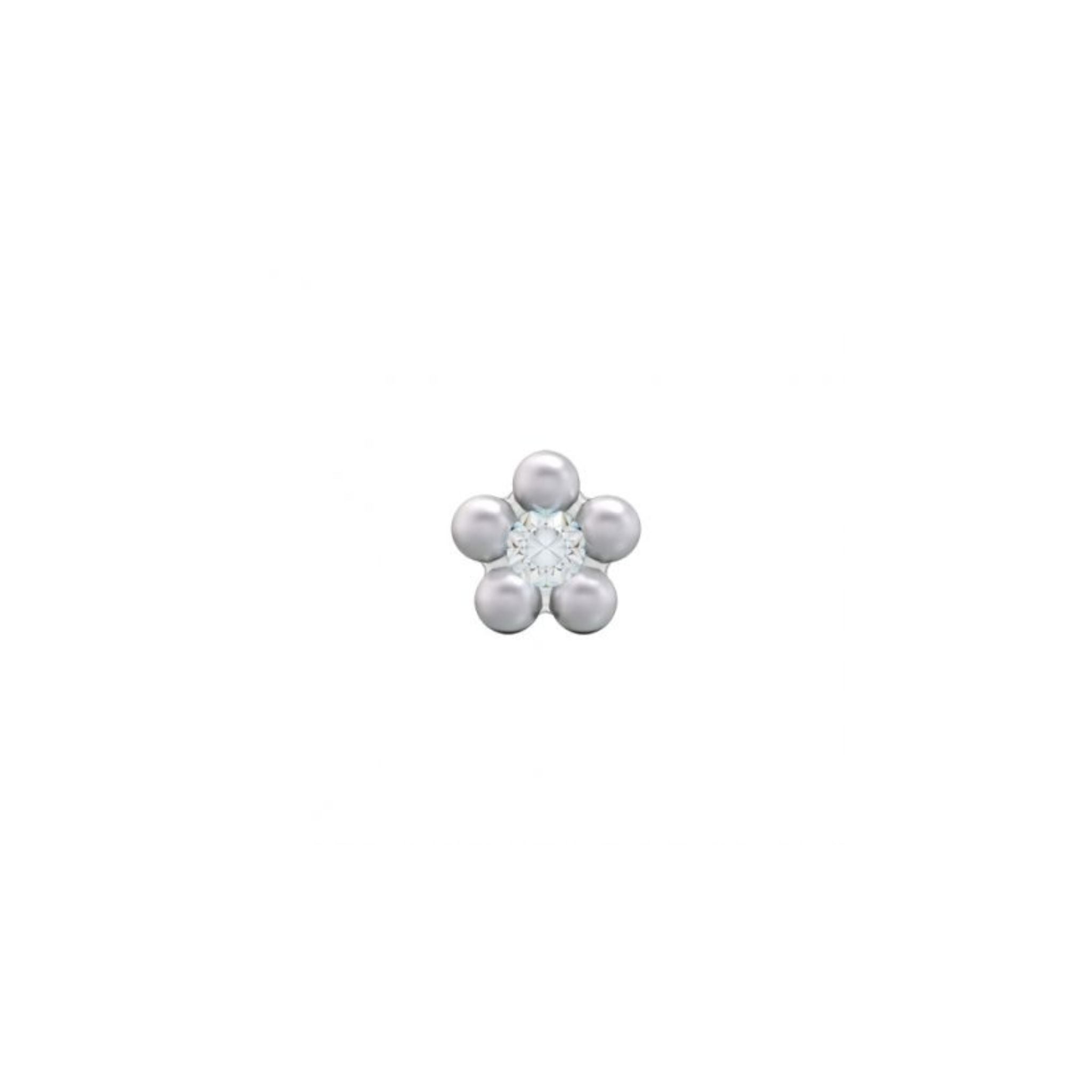 STUDEX 168 - Daisy 5mm, Pearl & Cubic Zirconia, Surgical Stainless Steel