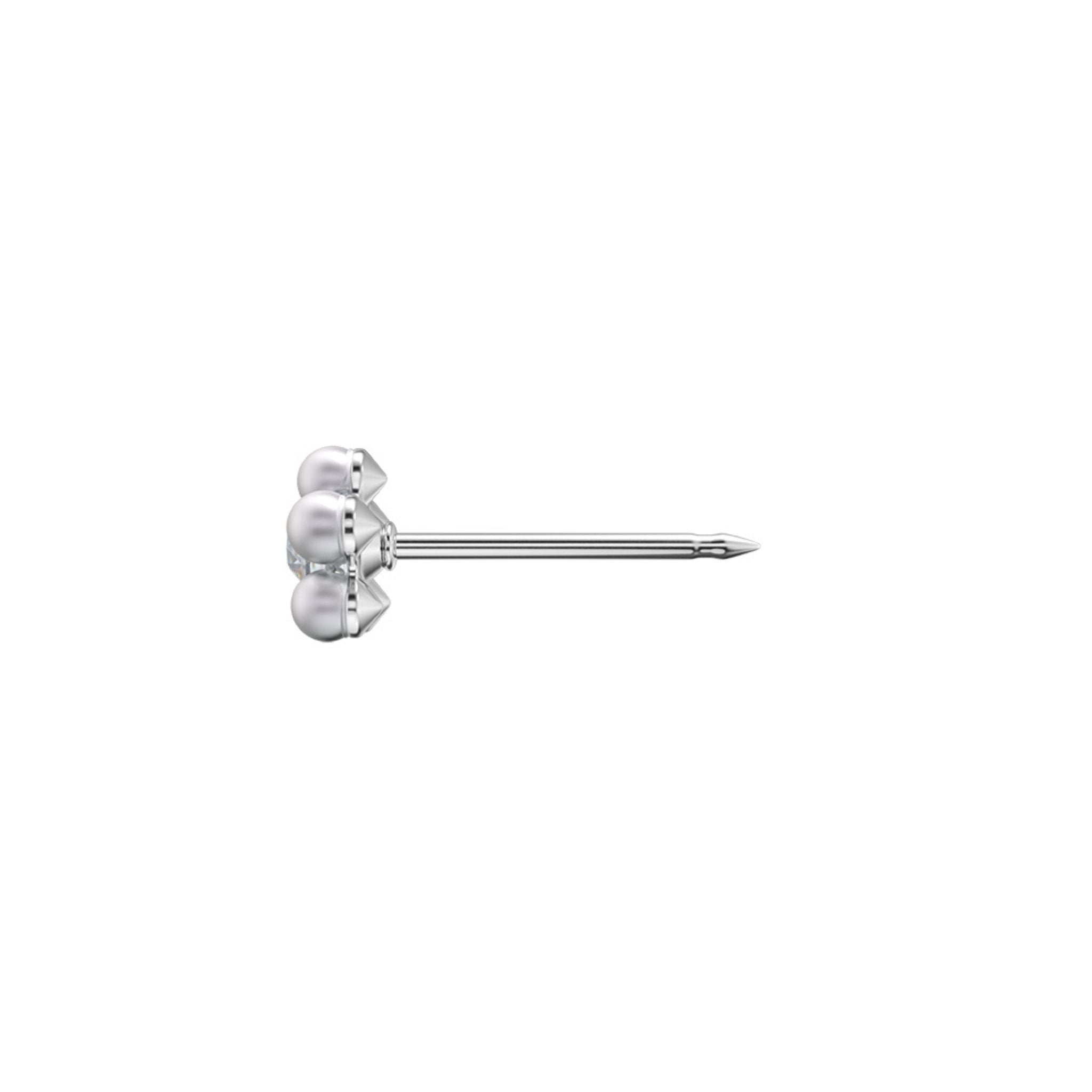 STUDEX 168 - Daisy 5mm, Pearl & Cubic Zirconia, Surgical Stainless Steel