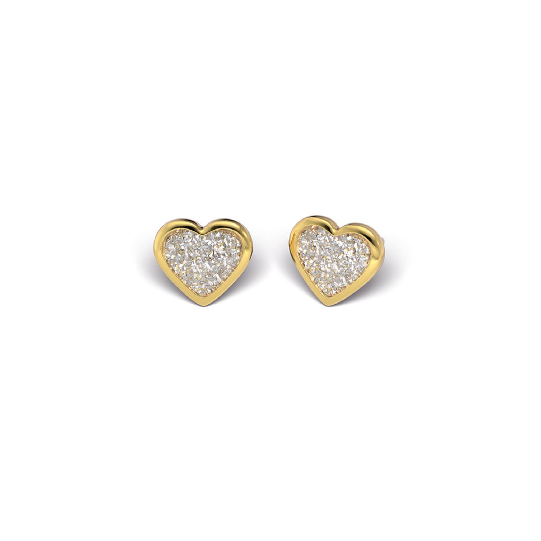STUDEX 224 - Glitter, Heart White, Gold Plated, 6mm