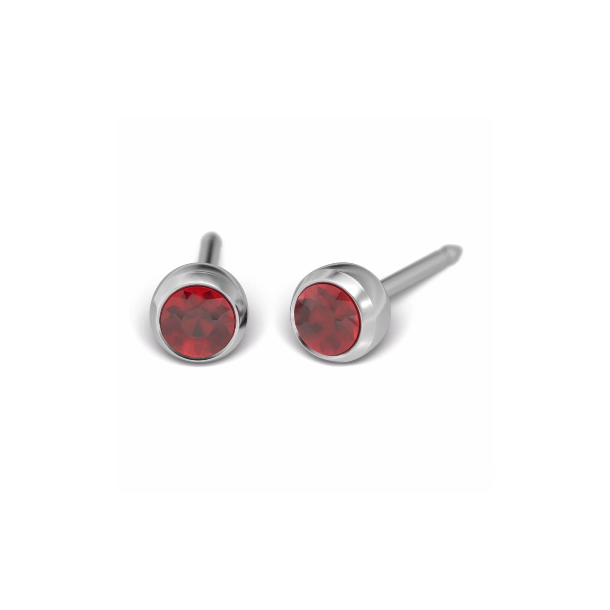 STUDEX auskari 235 - Bazel 3mm, July Ruby, Surgical Stainless Steel