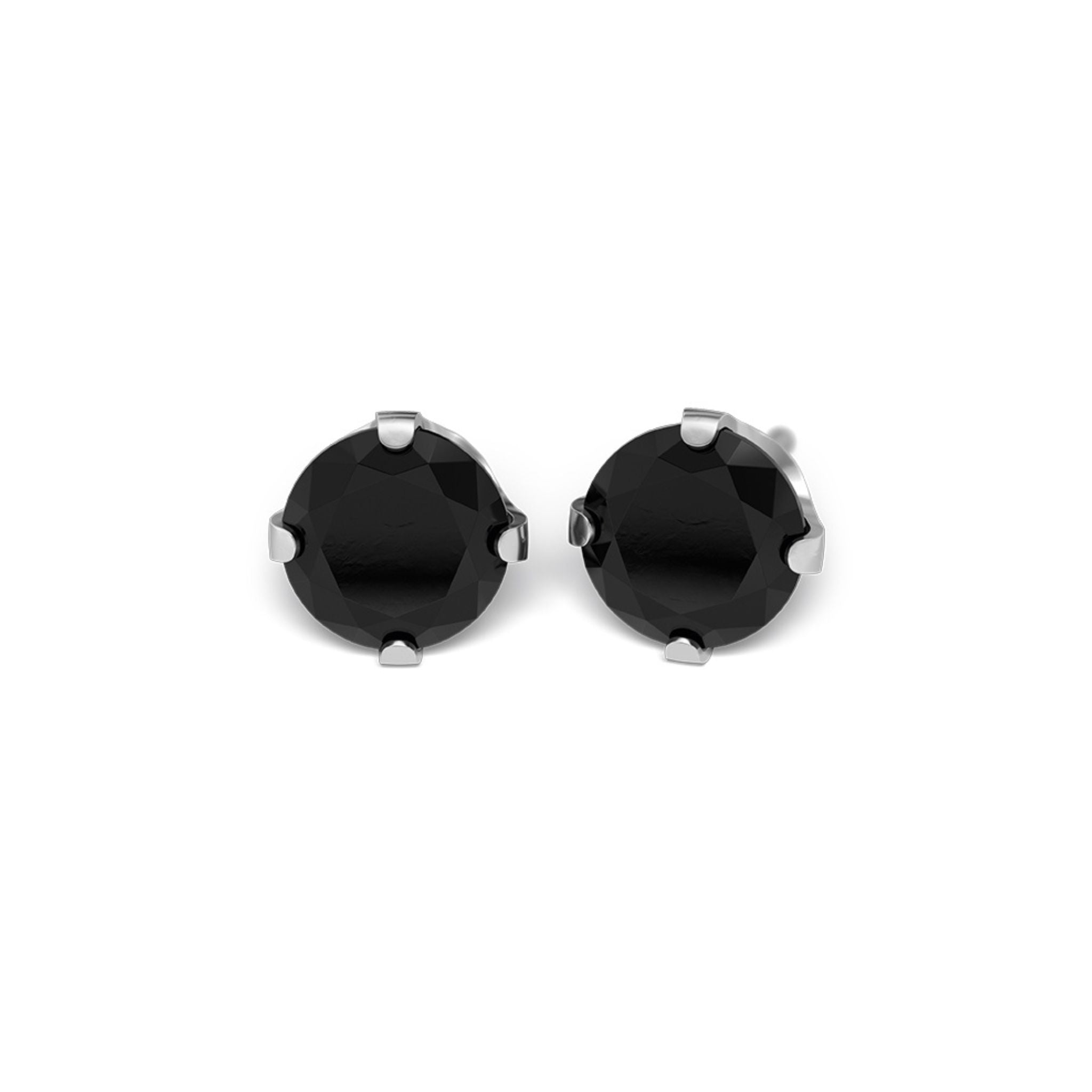STUDEX auskari 361 - Prong setting 6mm, Cubic Zirconia Black, Surgical Stainless Steel