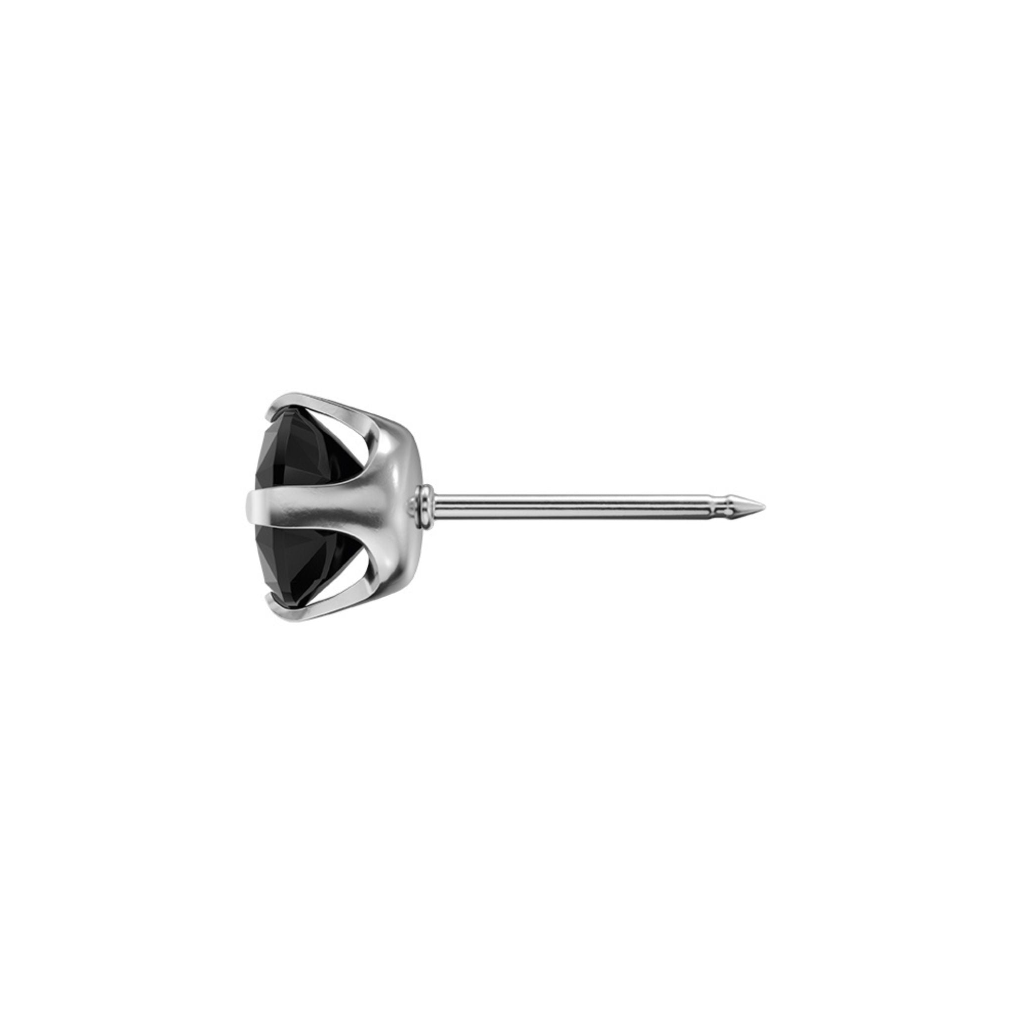 STUDEX auskari 361 - Prong setting 6mm, Cubic Zirconia Black, Surgical Stainless Steel
