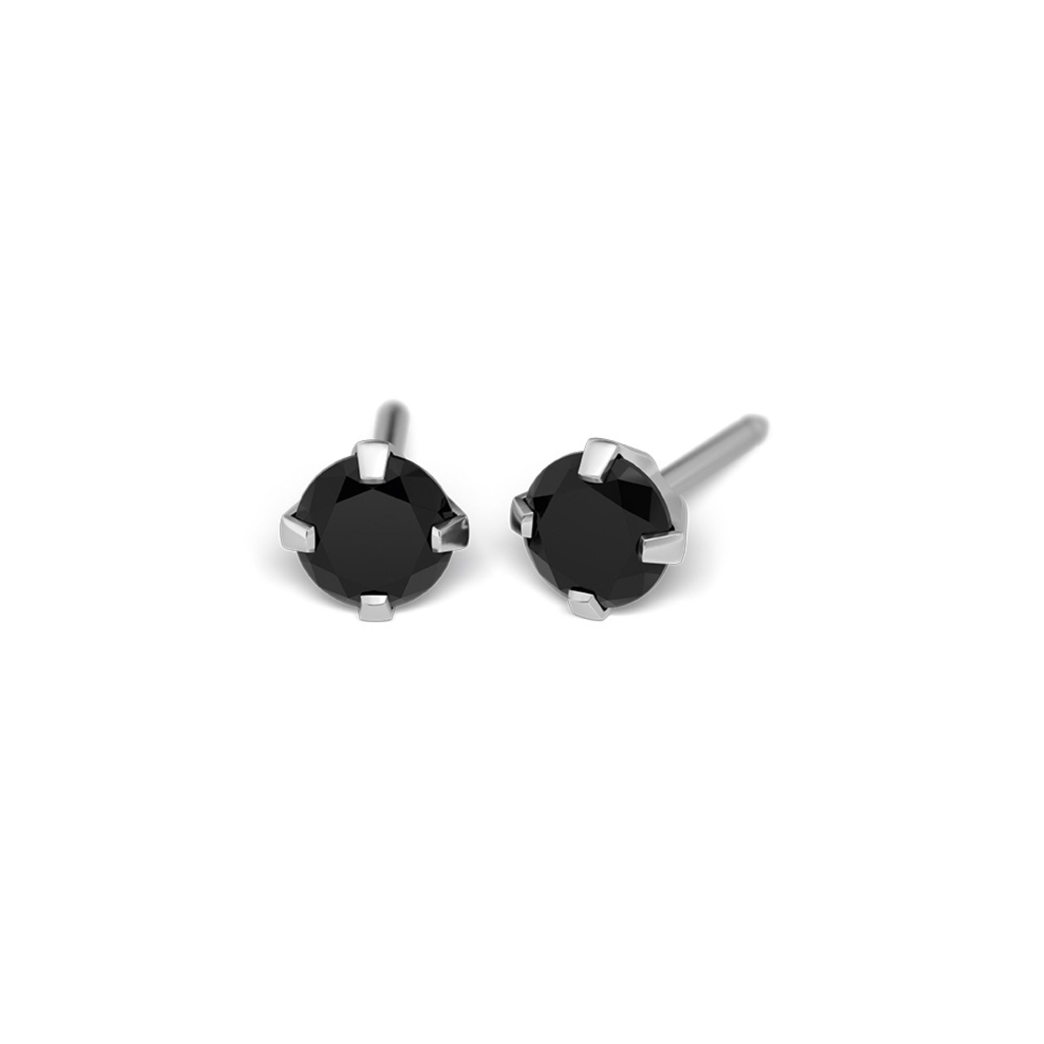 STUDEX 114 auskari - Prong Setting 4mm, melns kubiskais cirkonijs, niķeli nesaturošs medicīniskais metāls