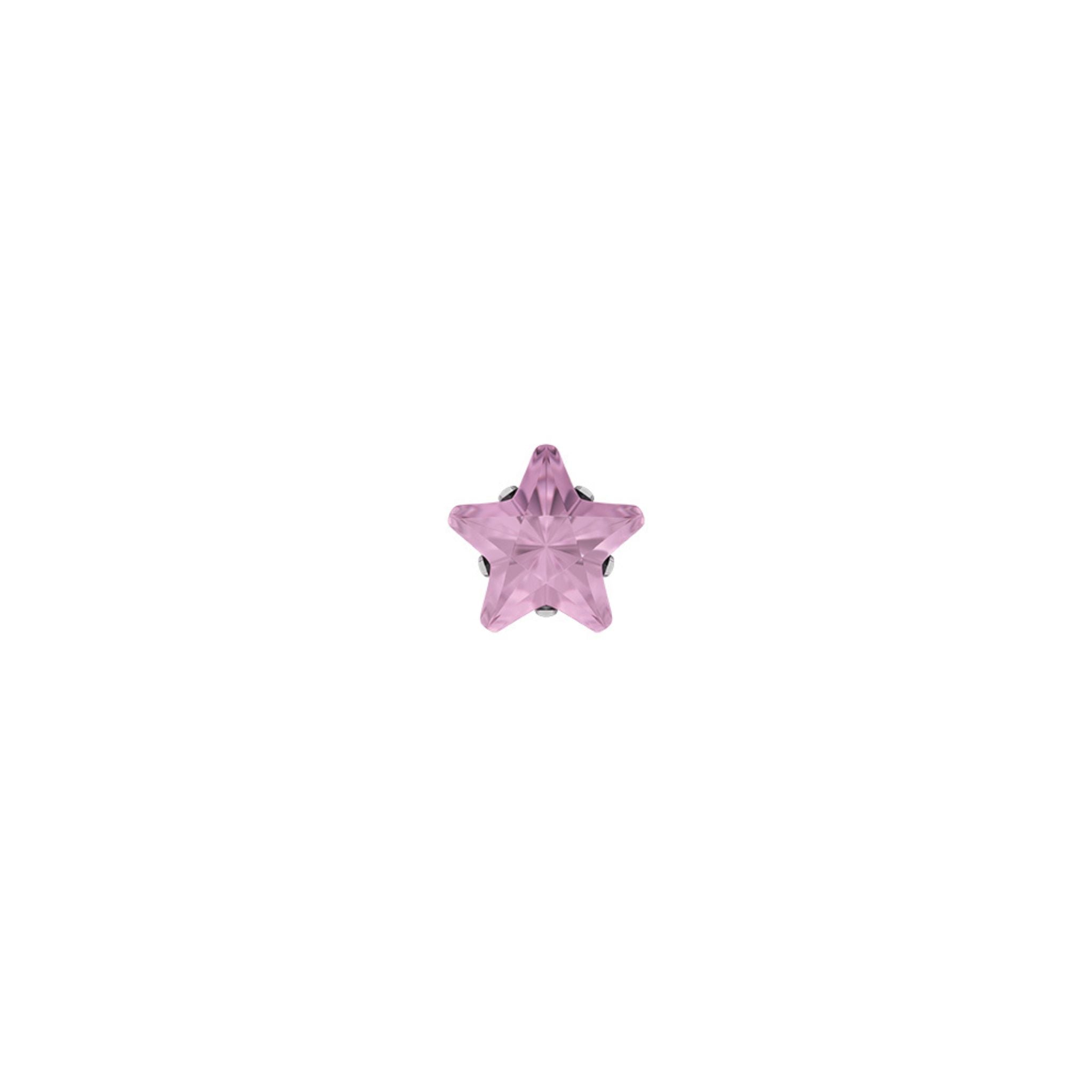 STUDEX 126 - Prong Setting, Cubic Zirconia Pink Star cut, Surgical Stainless Steel, 5mm