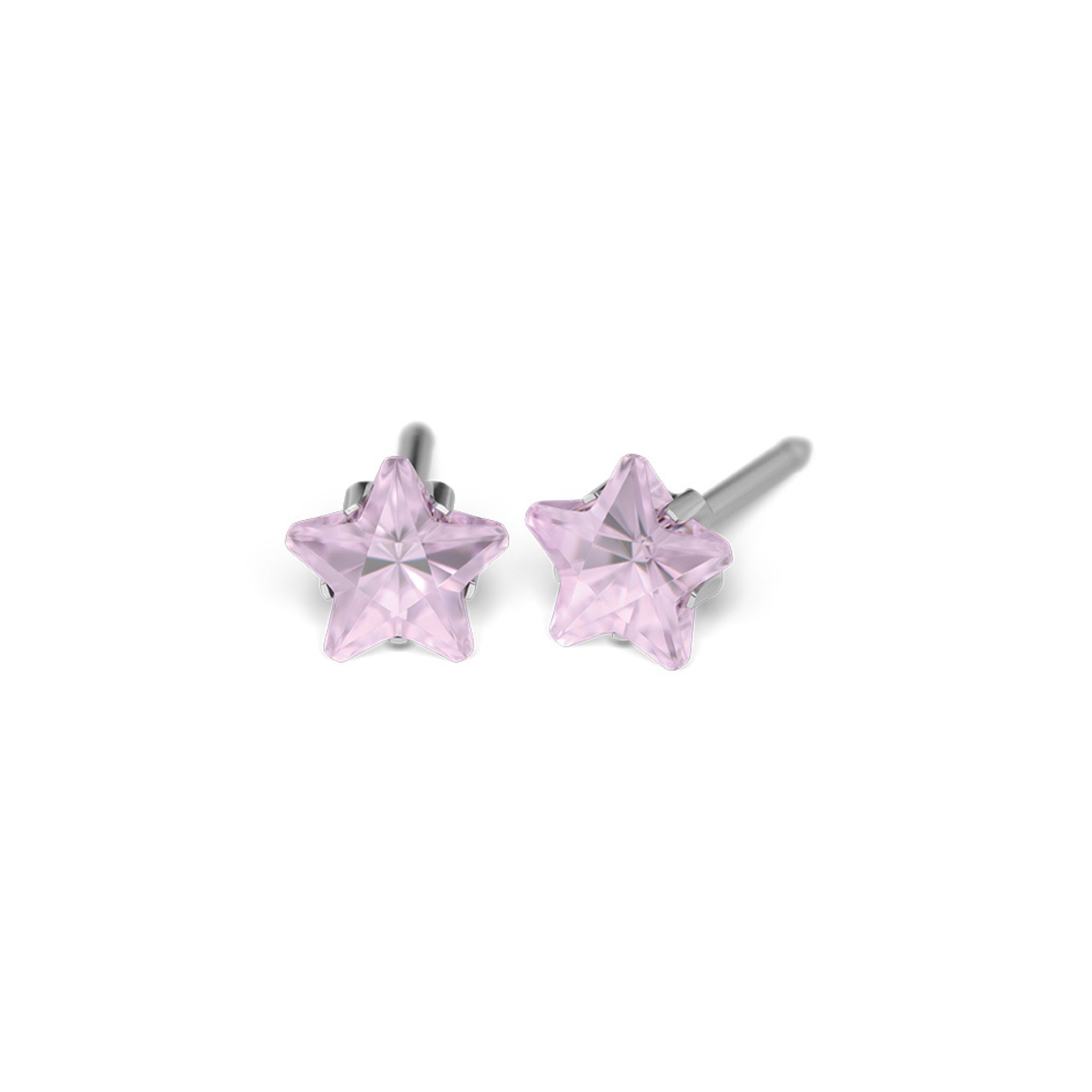 STUDEX 126 - Prong Setting, Cubic Zirconia Pink Star cut, Surgical Stainless Steel, 5mm