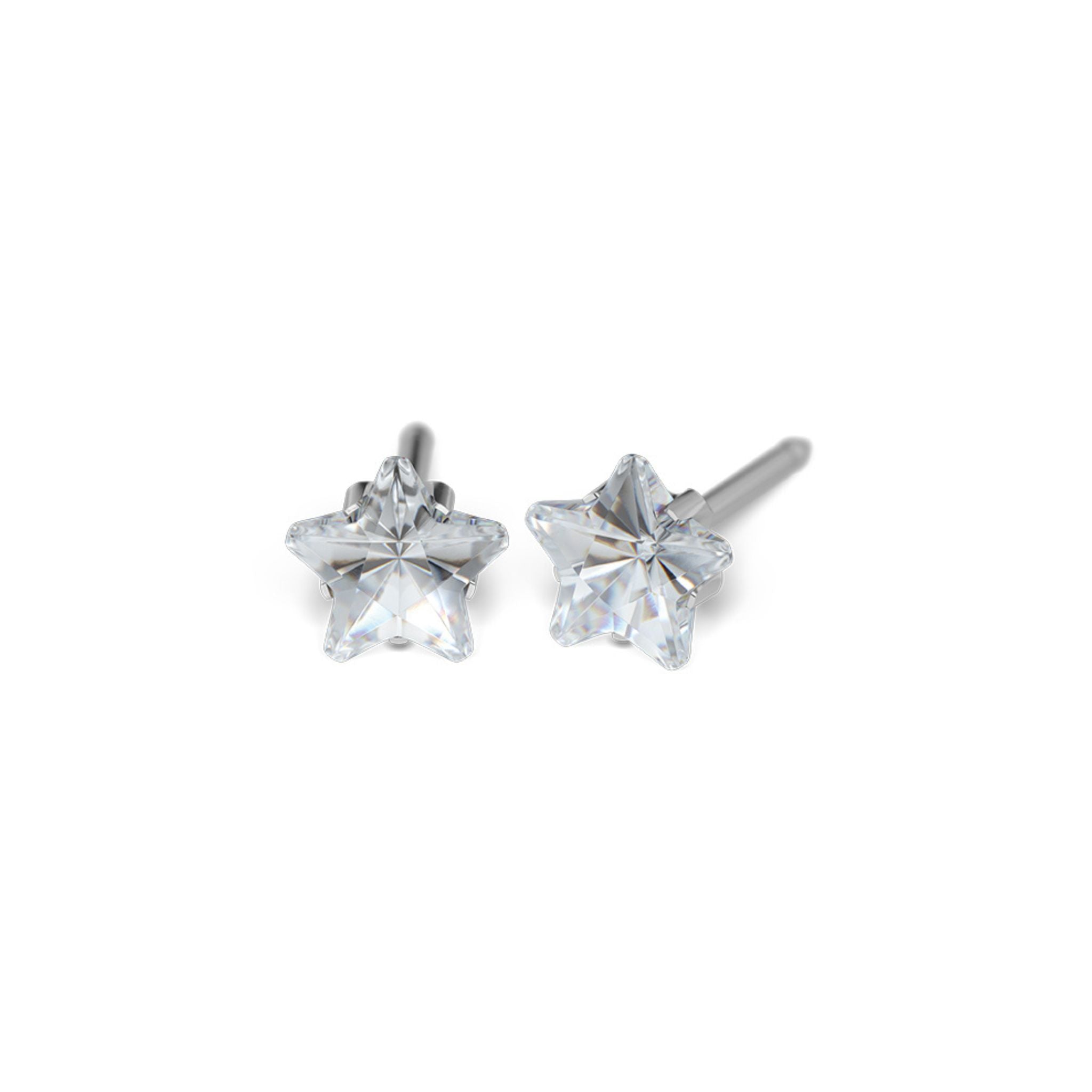 STUDEX 127 - Prong Setting, Cubic Zirconia Star cut, Surgical Stainless Steel, 5mm