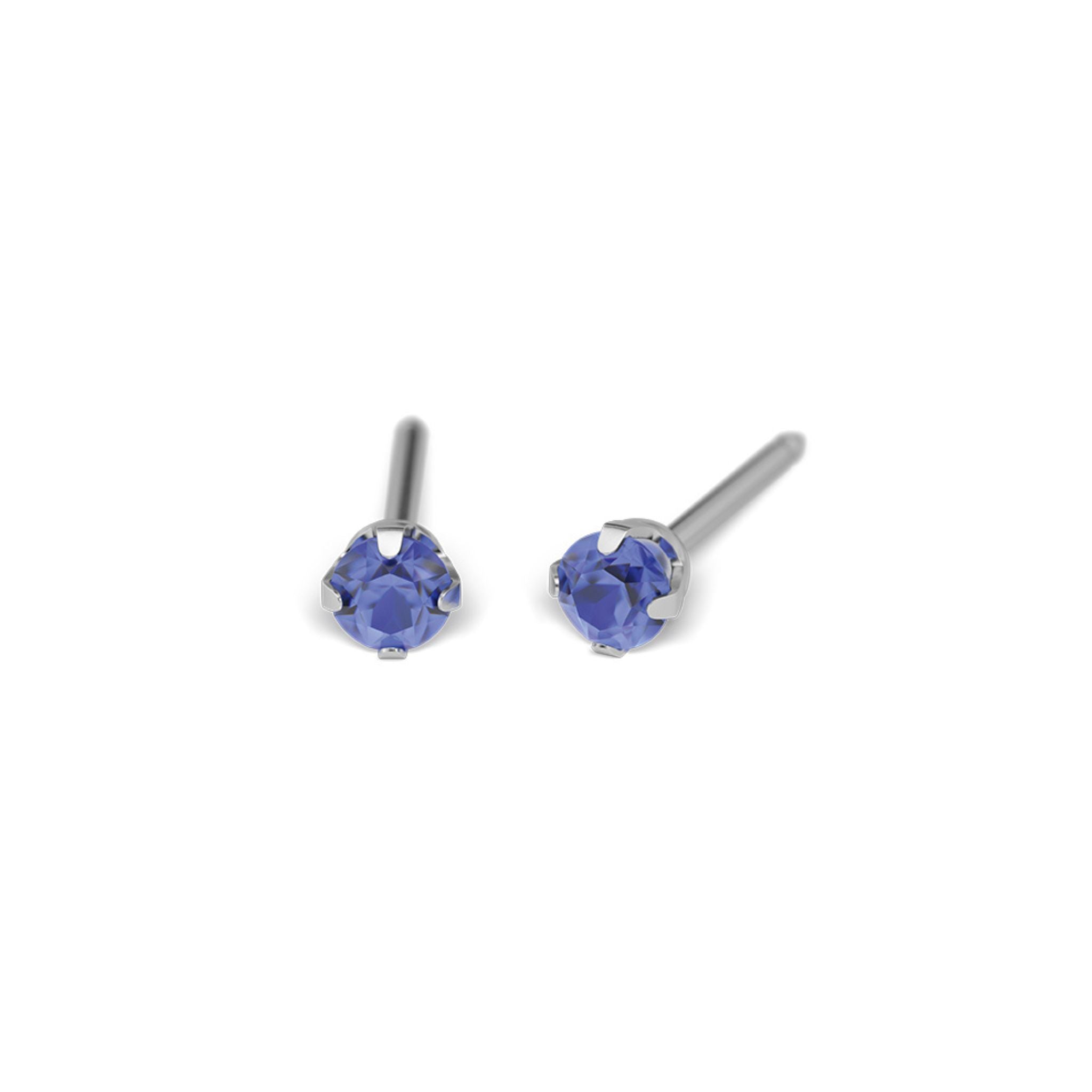 STUDEX auskari 135 - Prong Setting 3mm, septembra safīrs, Surgical Stainless Steel