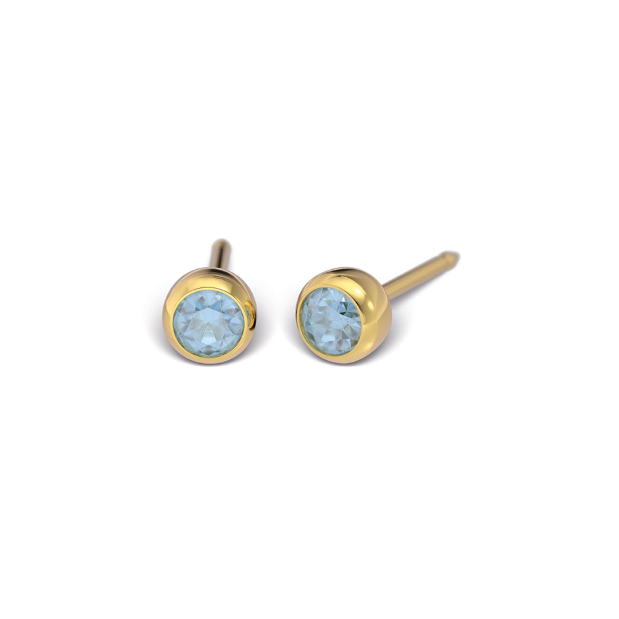 STUDEX 137 - Bazel 3mm, marta akvamarīns, Gold Plated