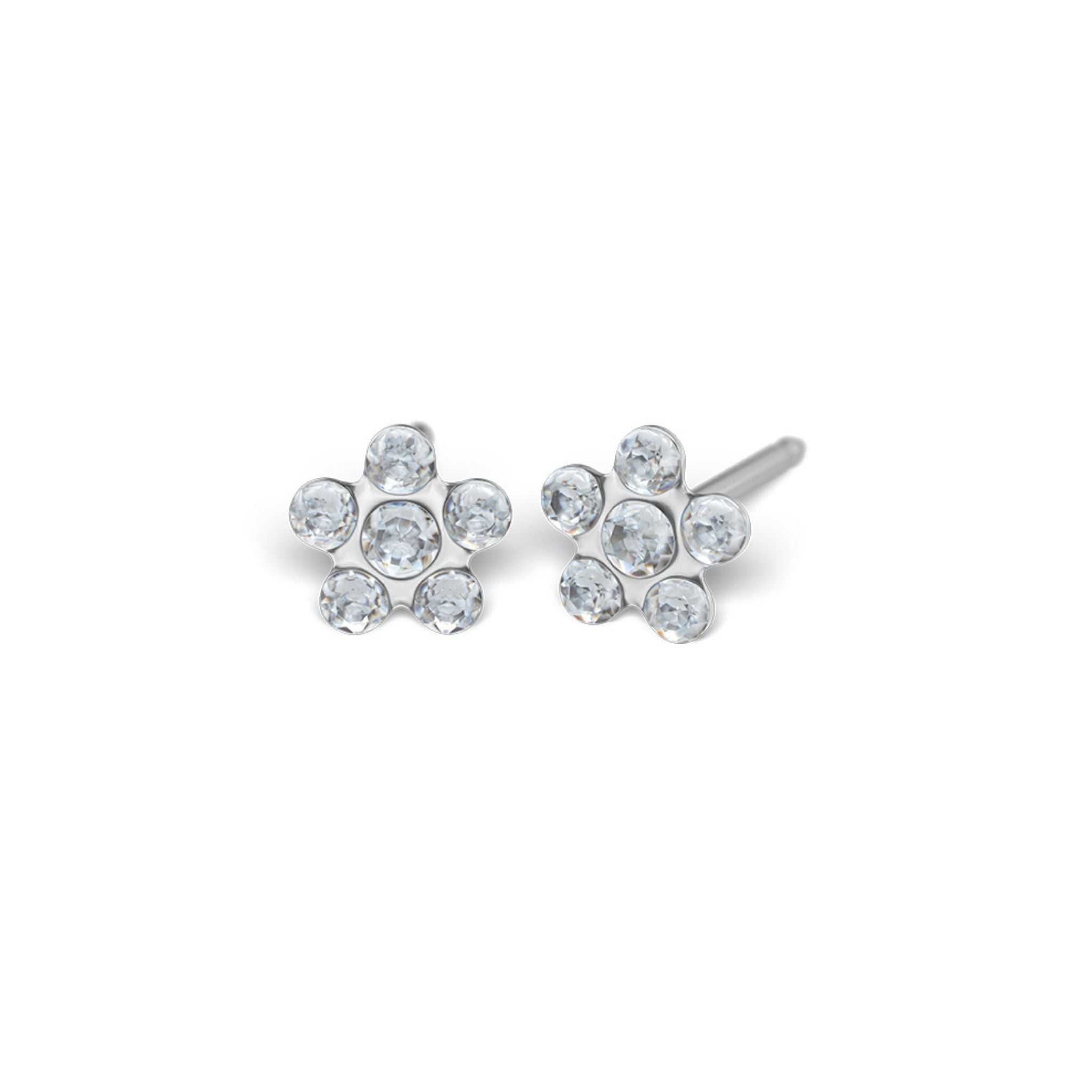 STUDEX 154 - Daisy 5mm, April Crystal, Surgical Stainless Steel, mārpuķīte, aprīļa kristāls